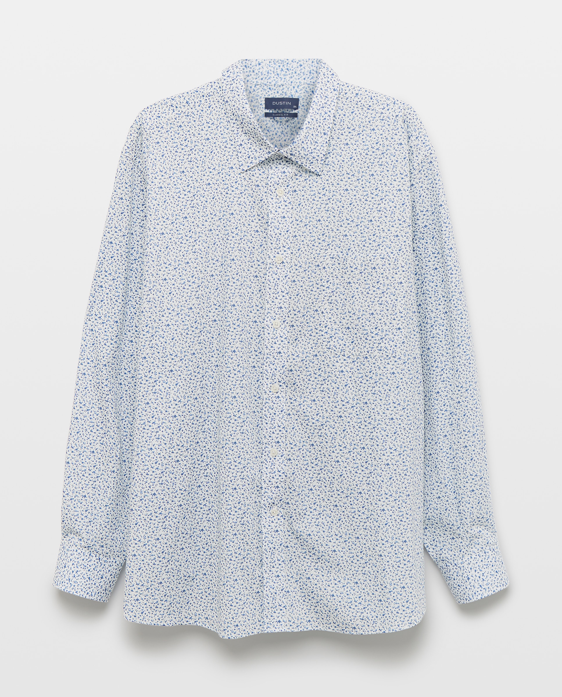 Camisa Casual Tamanhos Grandes de Popelina com Micro Estampado Classic Fit 400 Azul-4