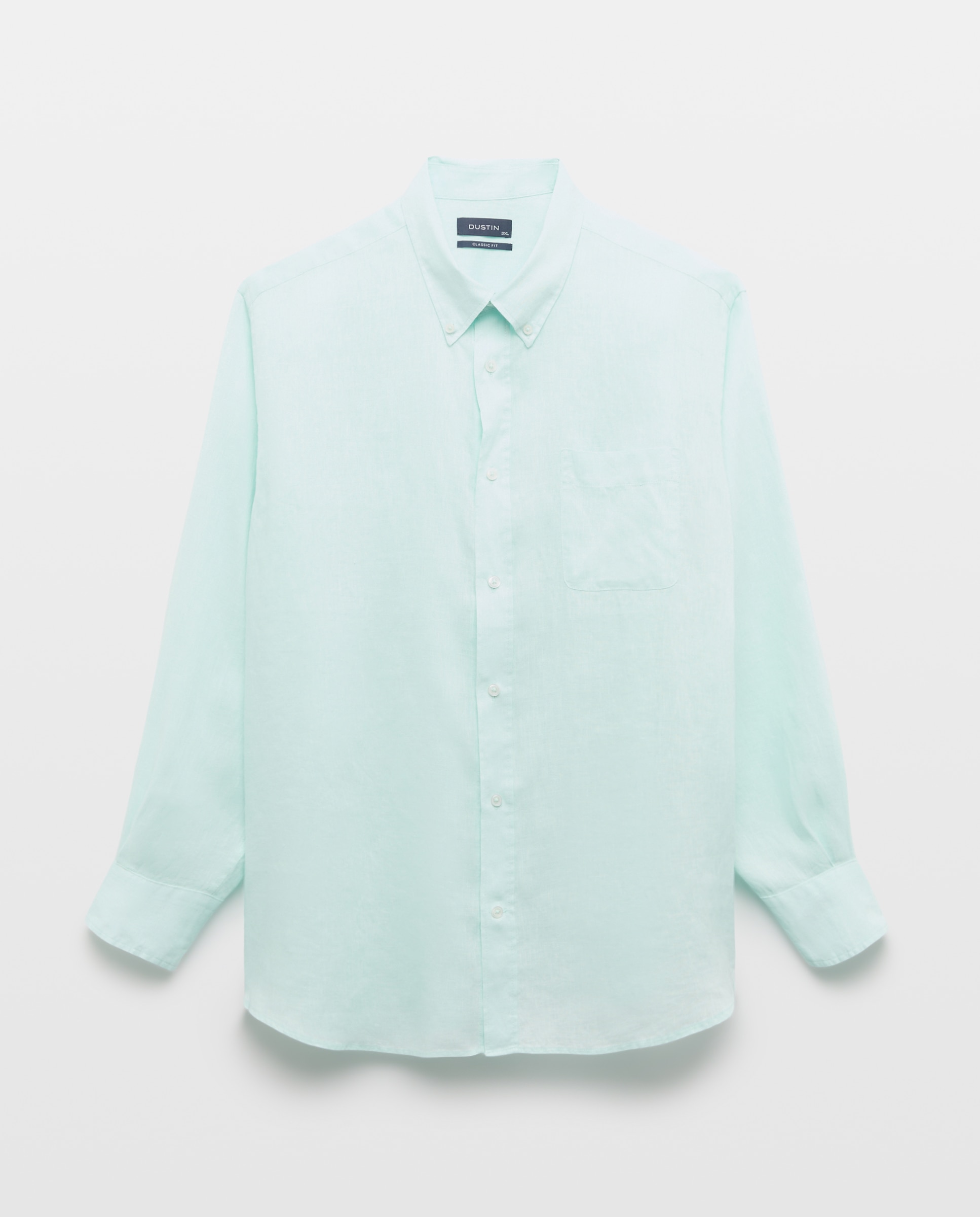 Camisa Casual Tamanhos Grandes 100% Linho Classic Fit com Manga Comprida Rosa-claro-4