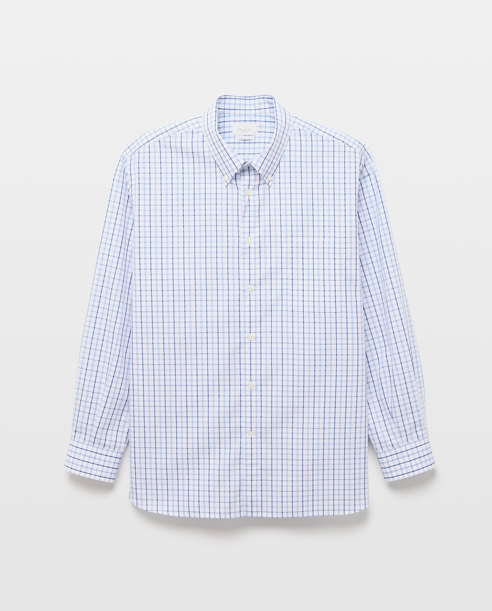 Camisa Casual de Manga Comprida Tamanhos Grandes Azul-claro-4