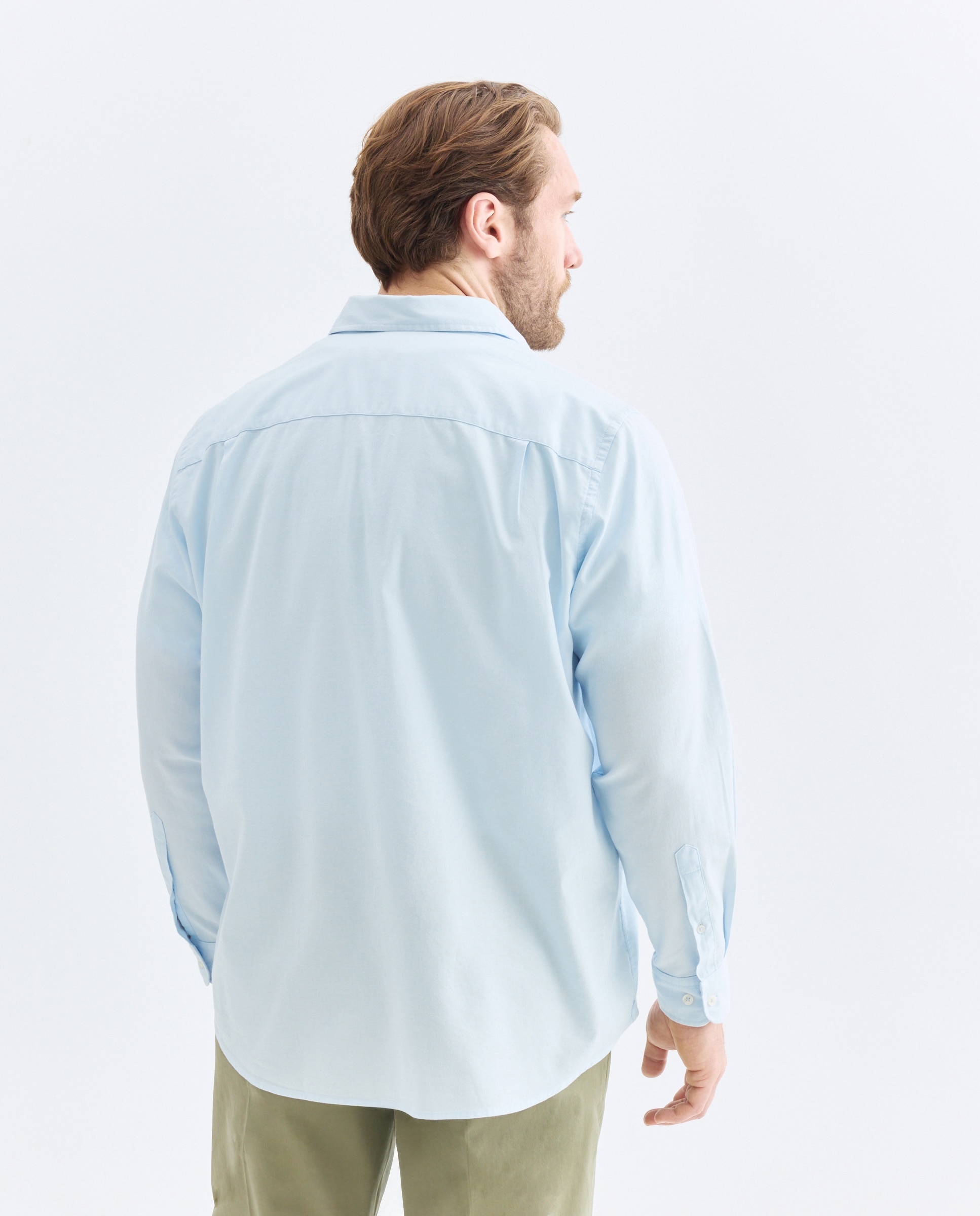 Camisa Casual de Manga Comprida Azul-claro-3