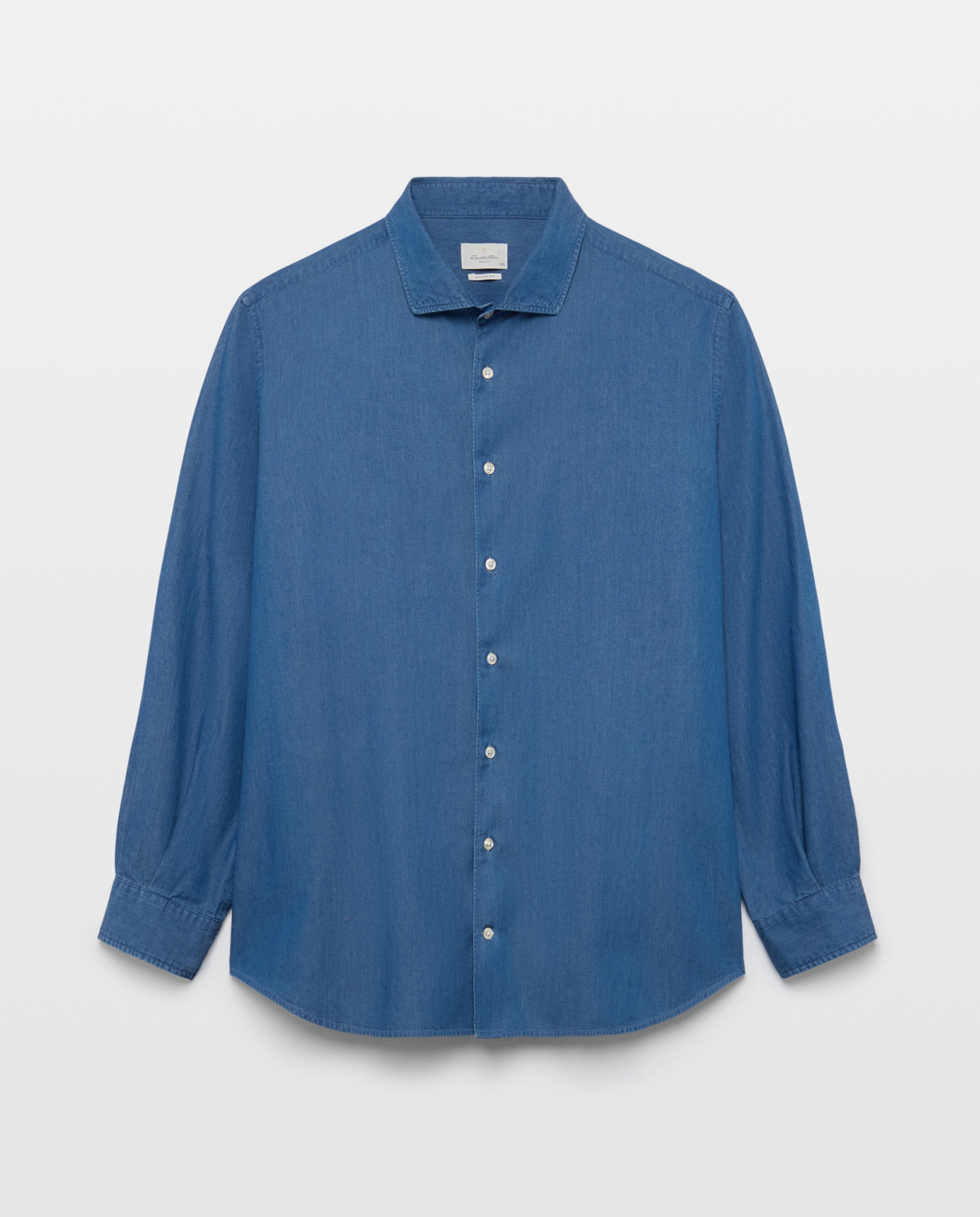 Camisa Casual de Ganga com Manga Comprida Azuis-4