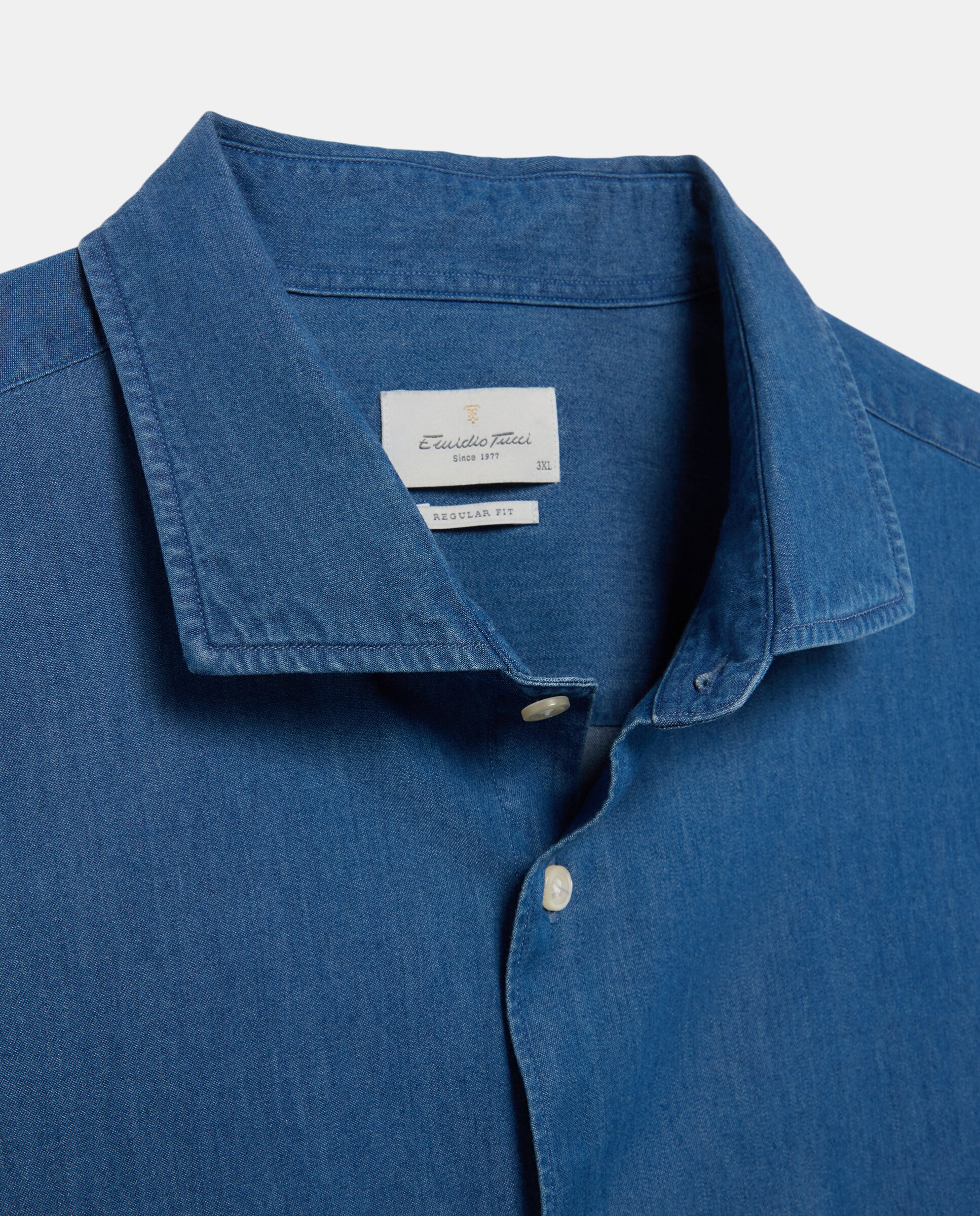 Camisa Casual de Ganga com Manga Comprida Azuis-5