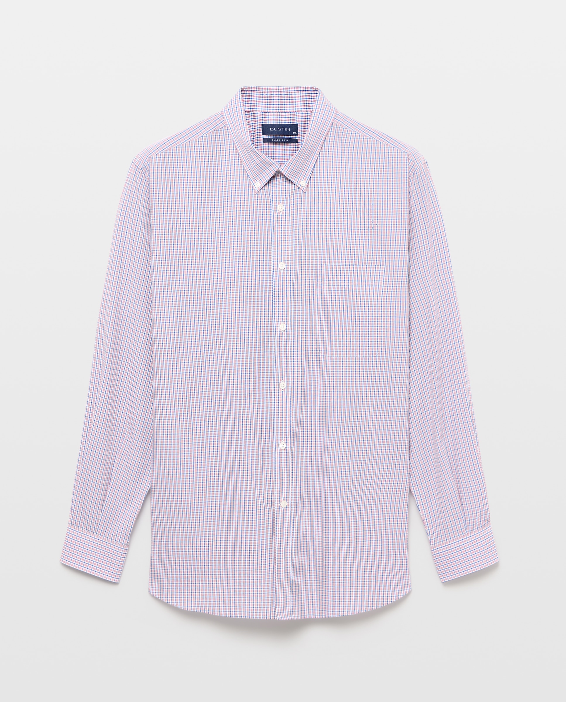 Camisa classic fit de cuadros con perfilería roja de algodón stretch de hombre - Dustin - Rojo Rojo-3