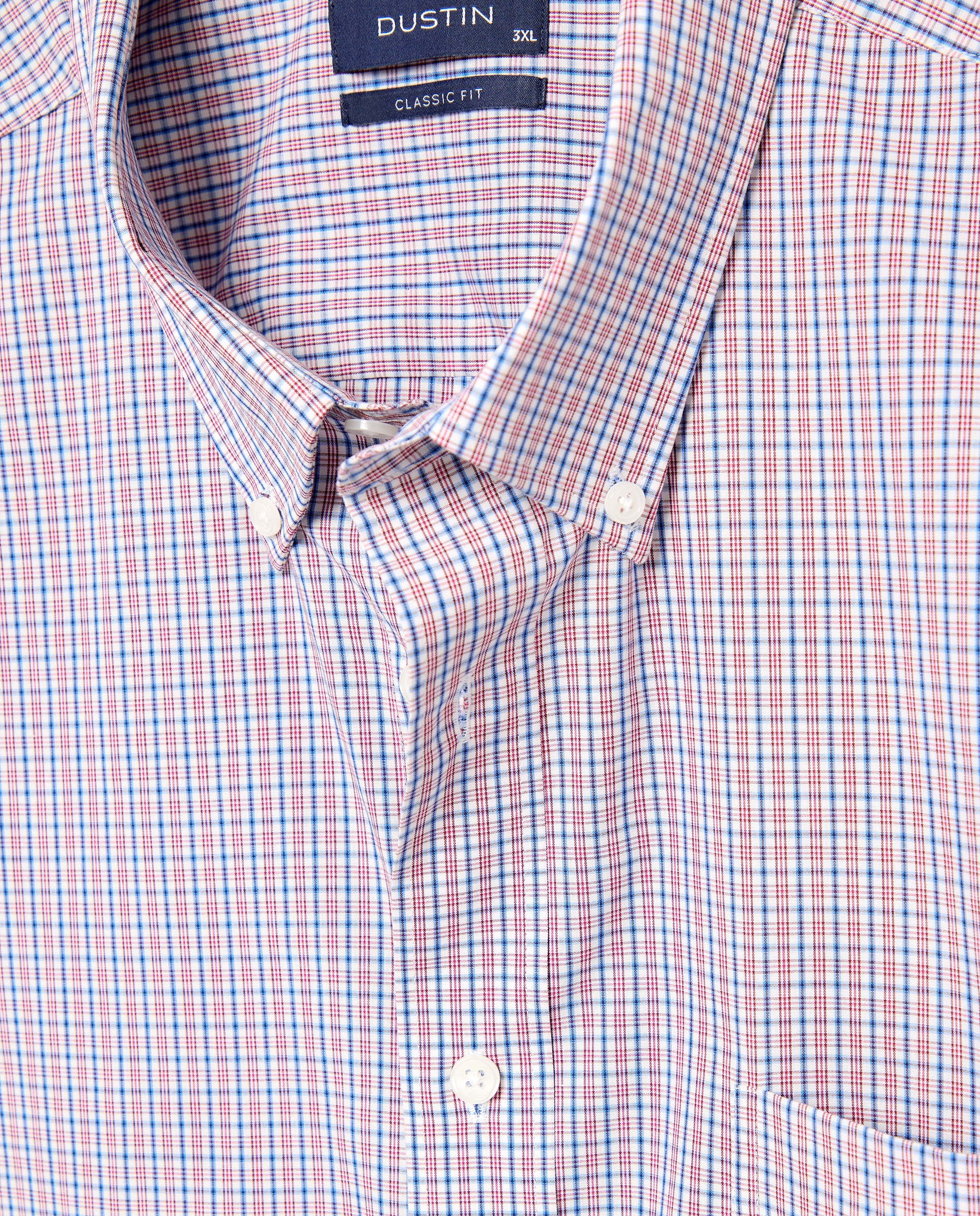 Camisa classic fit de cuadros con perfilería roja de algodón stretch de hombre - Dustin - Rojo Rojo-4