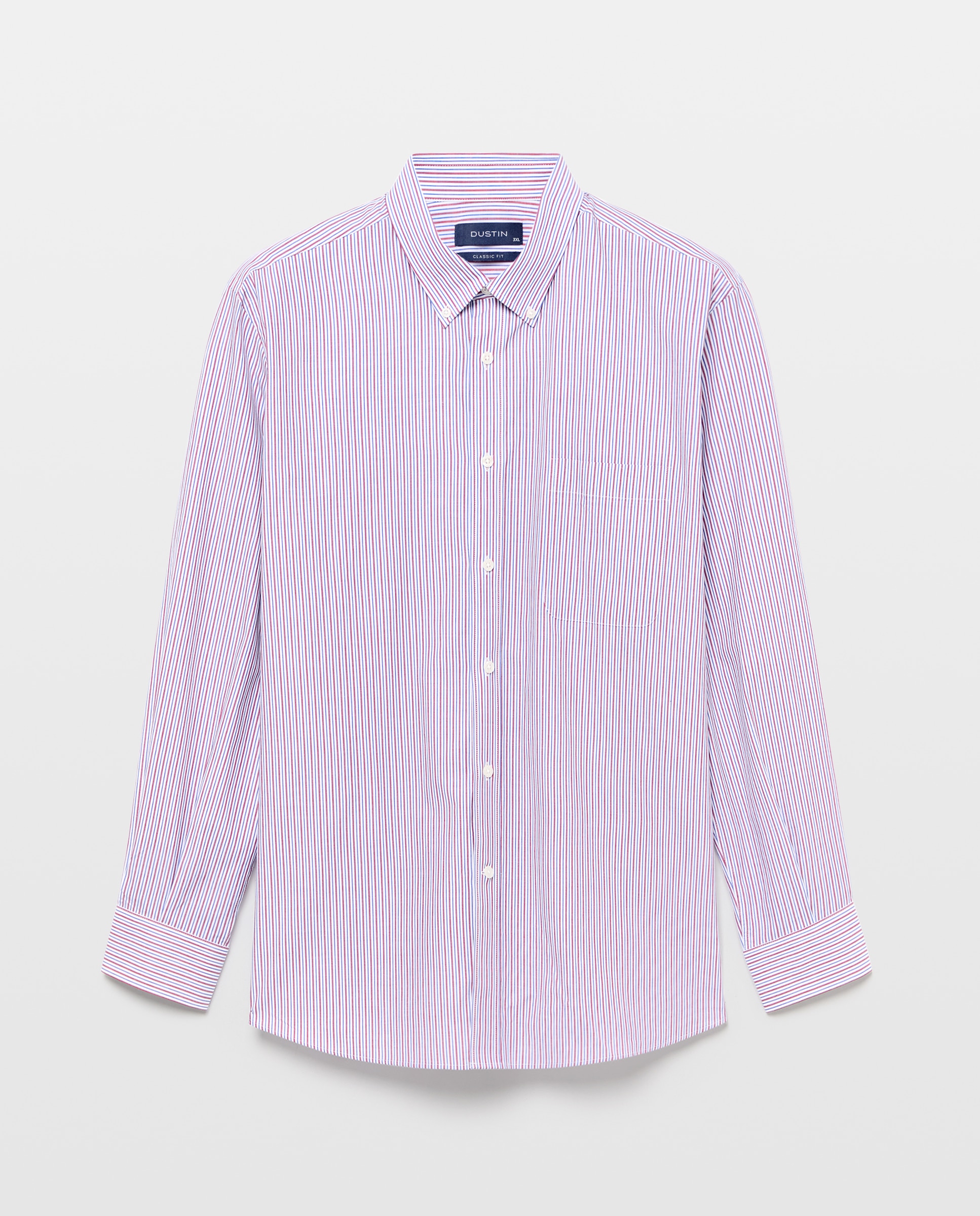 Imagen 3 de Camisa de algodón stretch de popelín de rayas bicolor. - Dustin - Rojo Rojo
