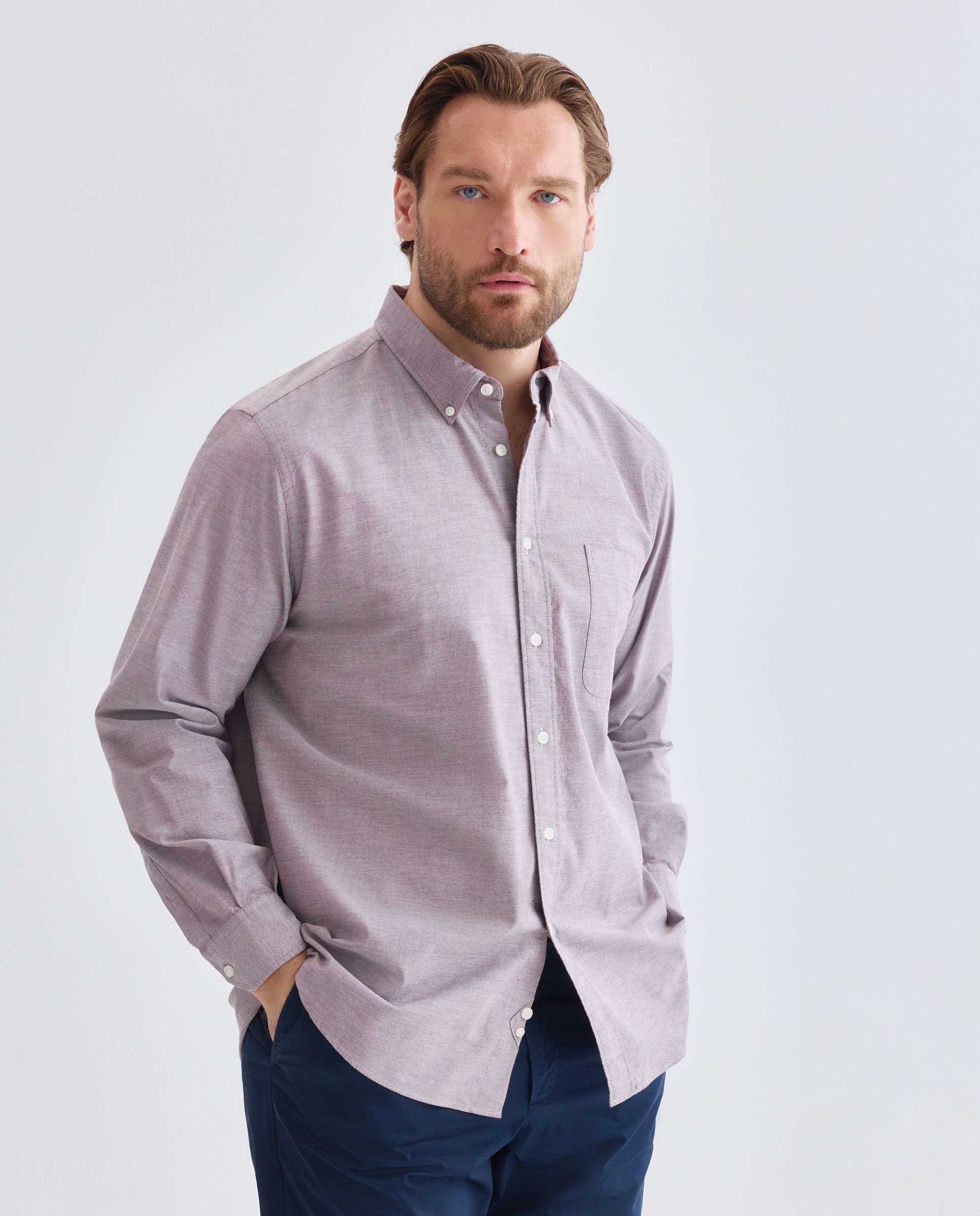 Imagen 1 de Camisa oxford stretch lisa classic fit. - Dustin - Burdeos Burdeos