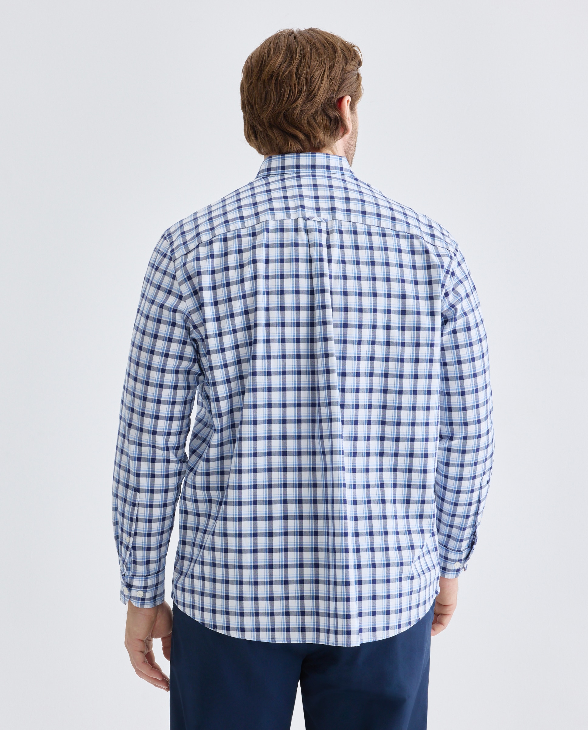 Coleção de Camisas Oxford Desportivas aos Quadrados. Cinzento-claro-3