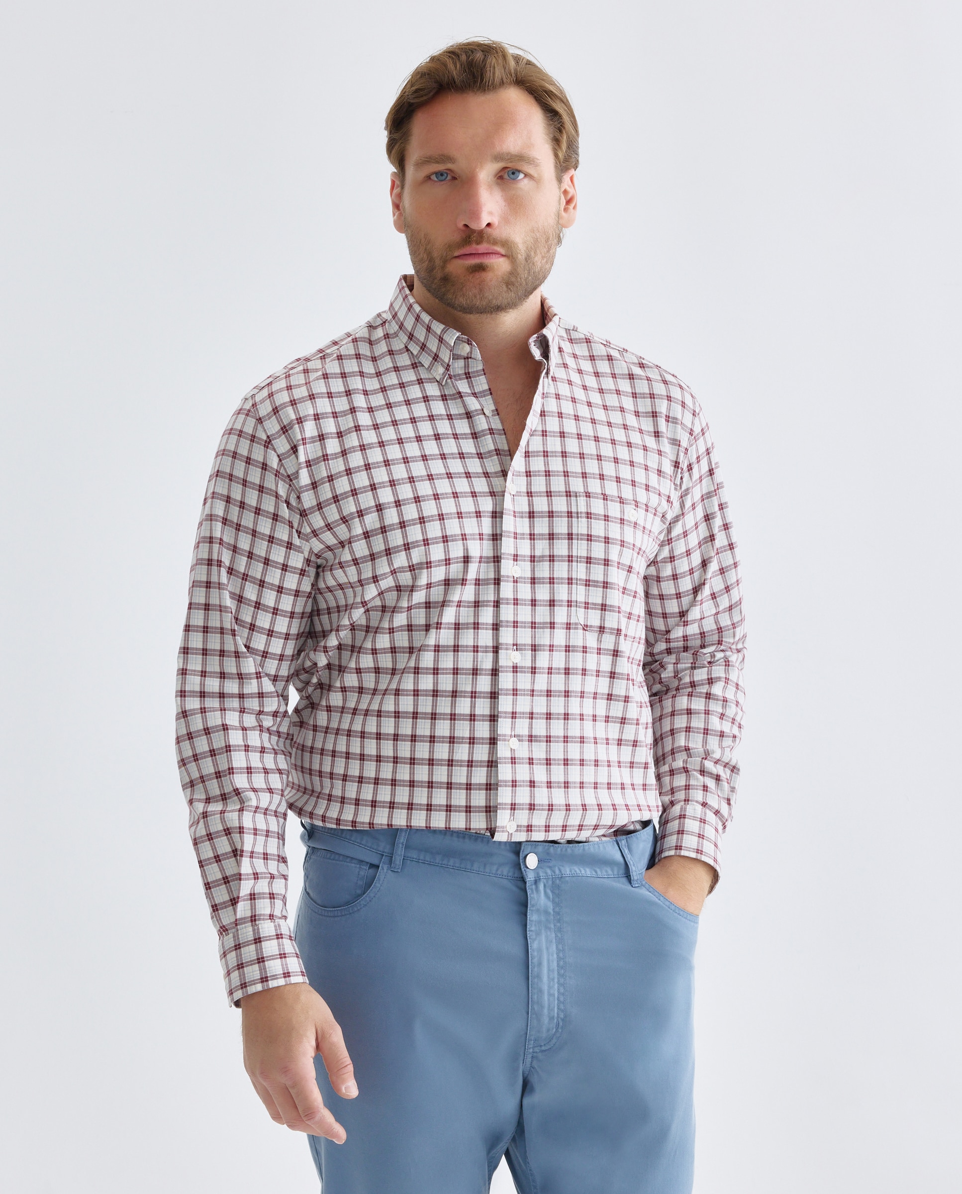 Imagem 0 de Camisa em Sarja de Algodão Stretch aos Quadrados de Coleção