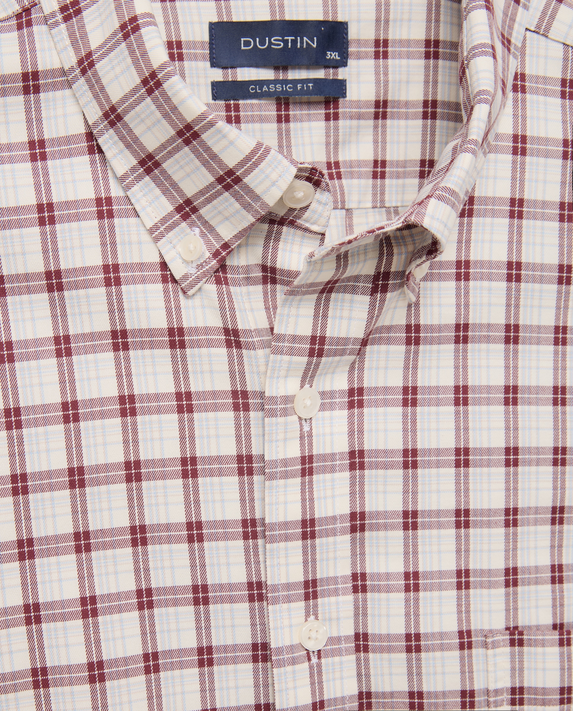 Camisa em Sarja de Algodão Stretch aos Quadrados de Coleção Bordeaux-5