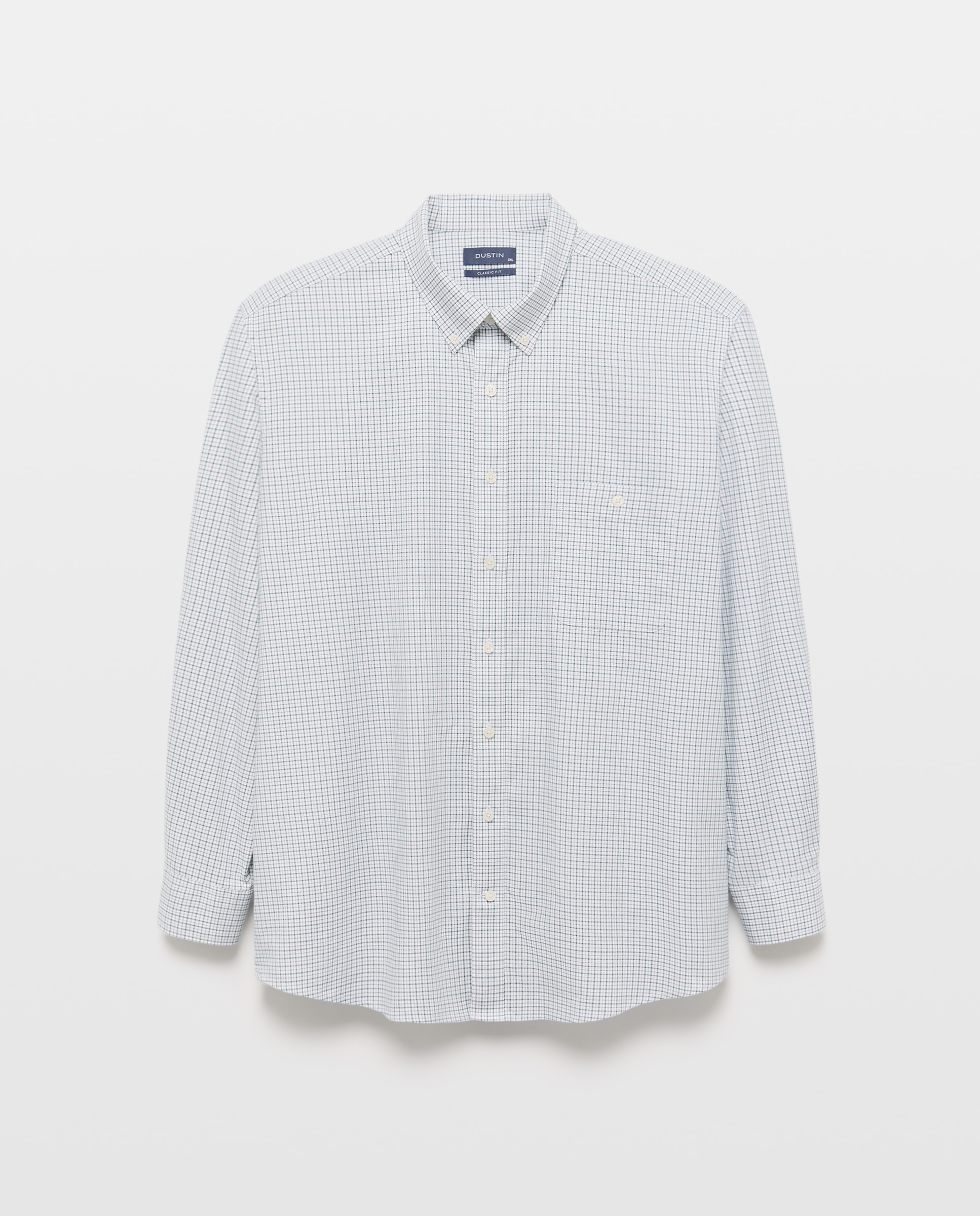 Camisa em Sarja de Algodão Stretch aos Quadrados com Perfil Verde-4