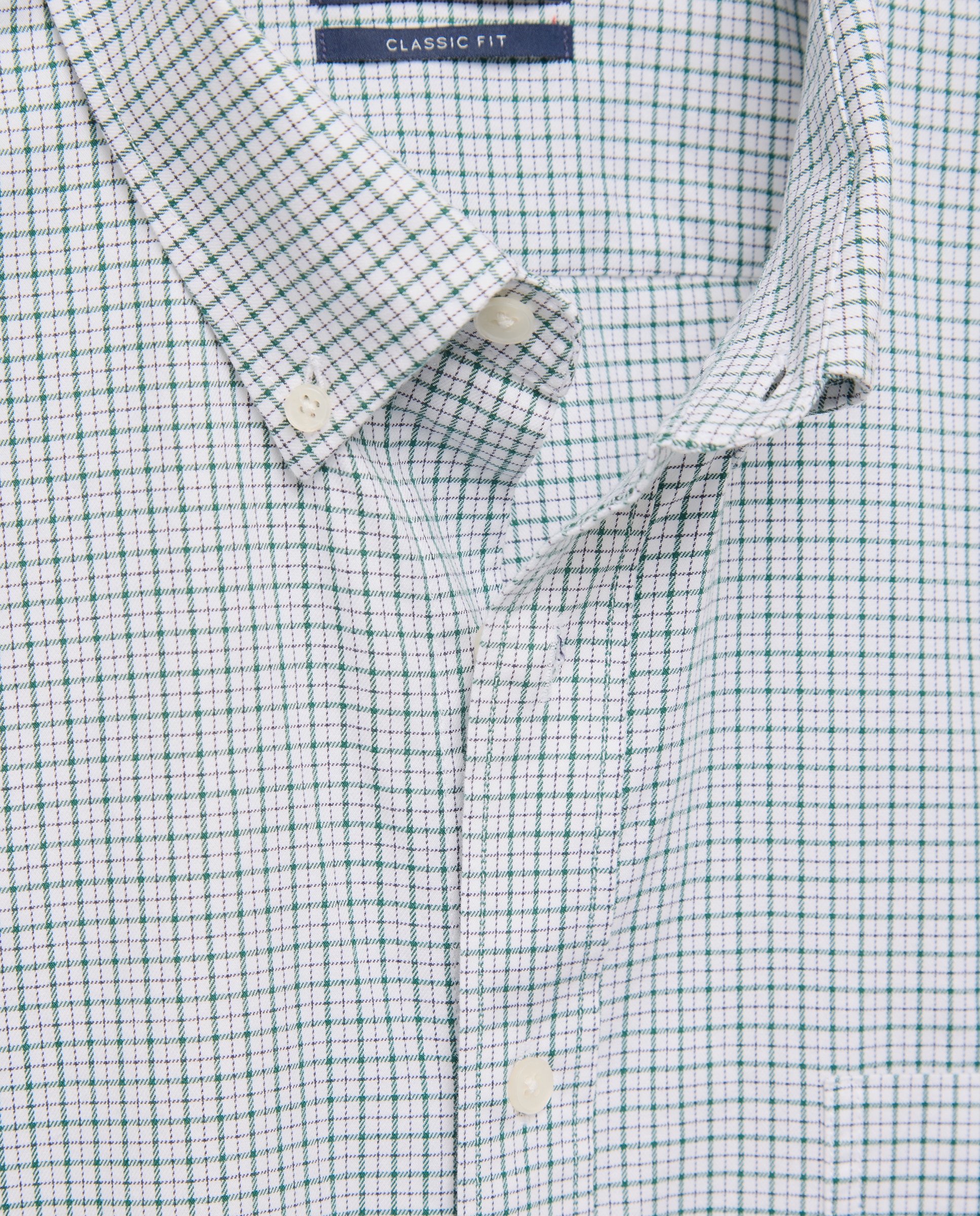 Camisa em Sarja de Algodão Stretch aos Quadrados com Perfil Verde-5
