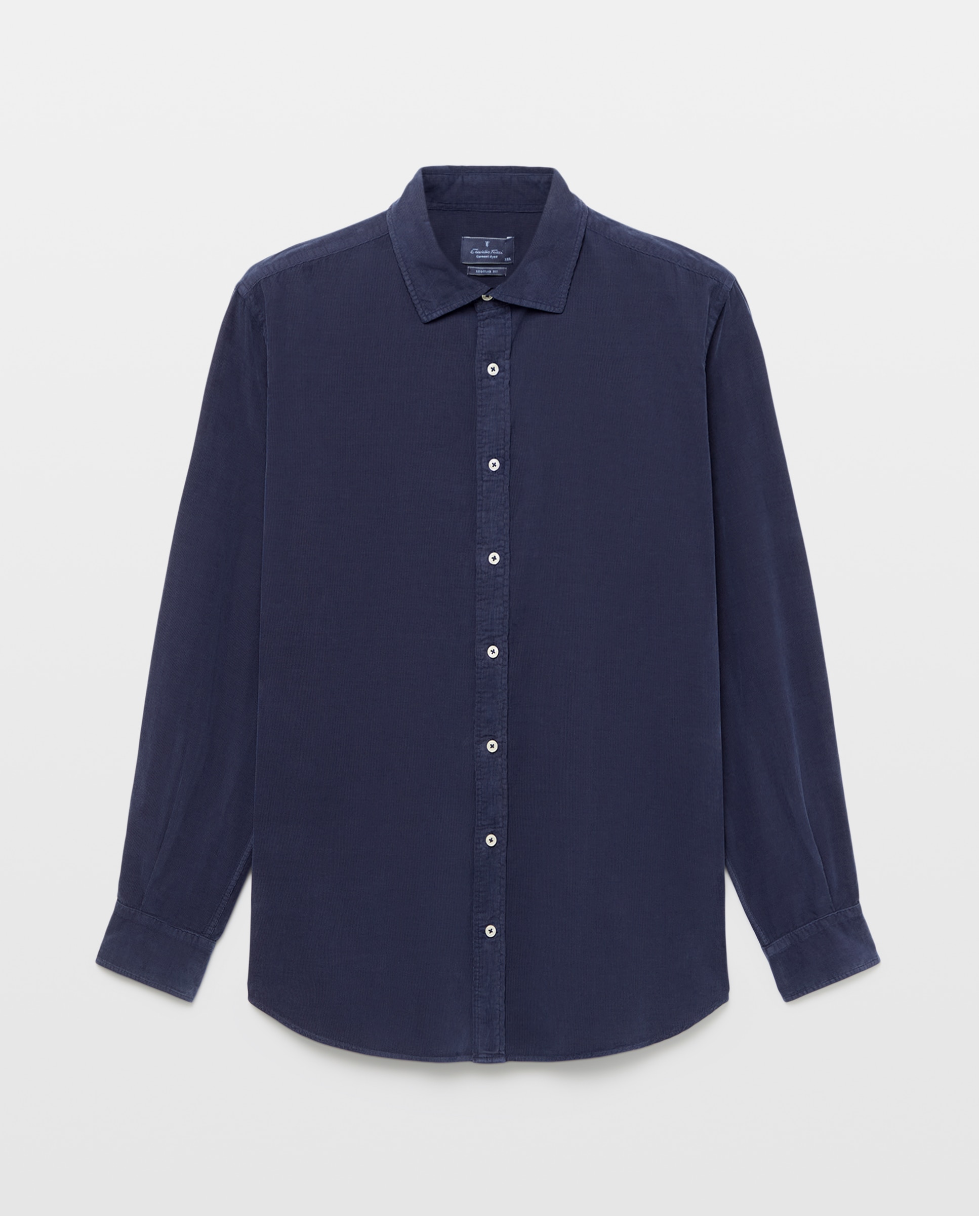 Camisa Casual de Ganga com Manga Comprida Azul-índigo-4