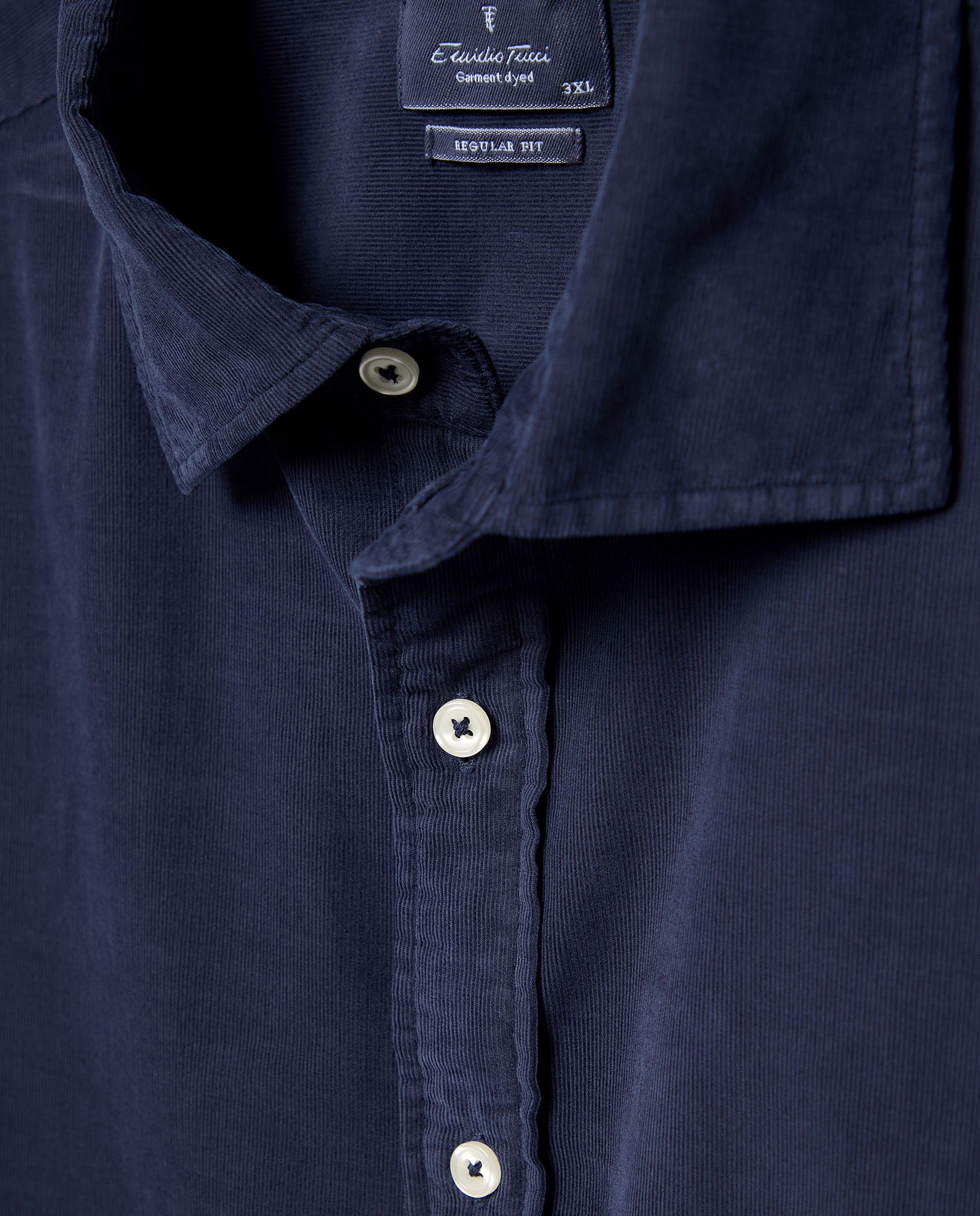 Camisa Casual de Ganga com Manga Comprida Azul-índigo-5
