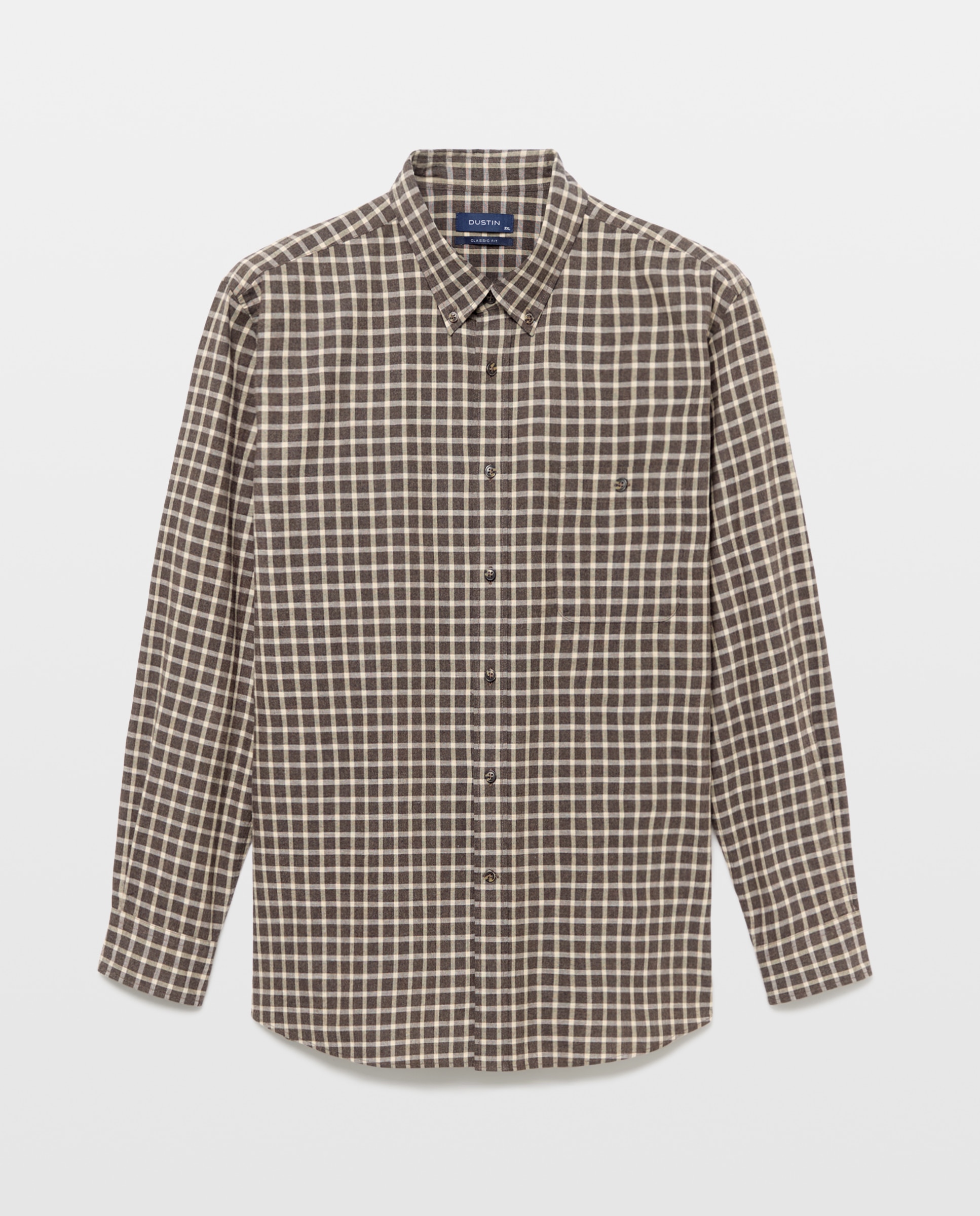 Camisa Casual Villela Tamanhos Grandes aos Quadrados com Fundo Colorido Castanho-4