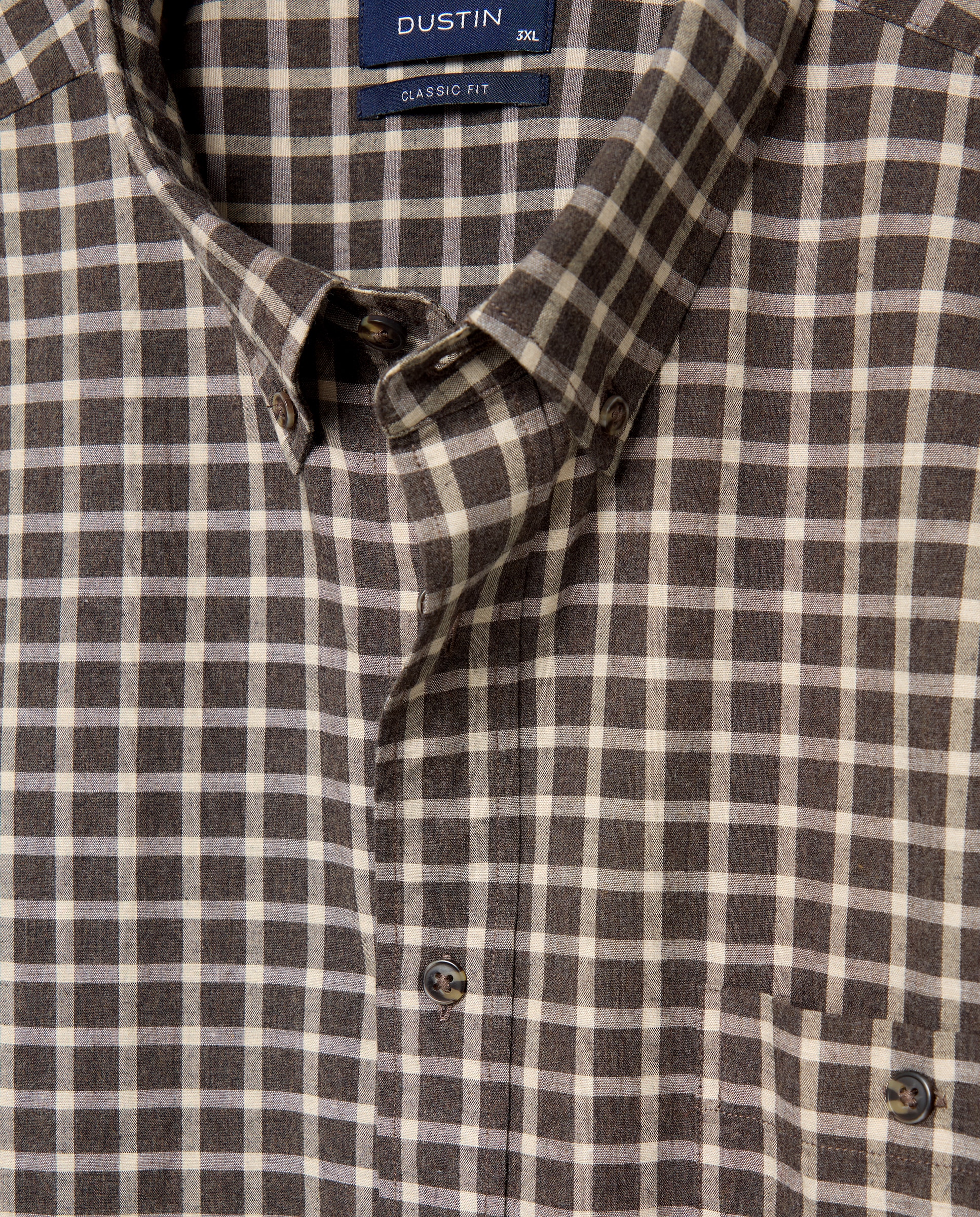 Camisa Casual Villela Tamanhos Grandes aos Quadrados com Fundo Colorido Castanho-5