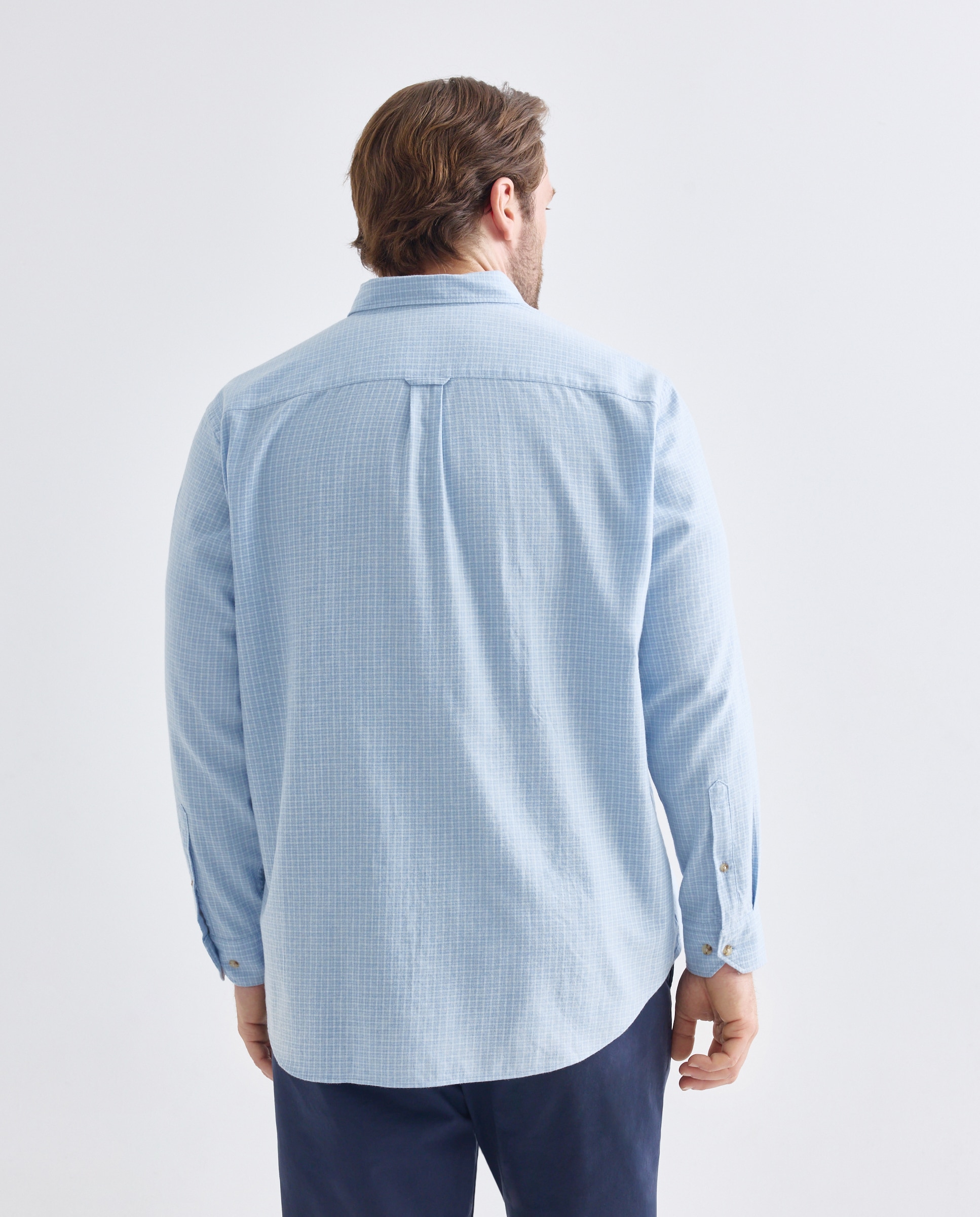 Camisa Casual Villela Tamanhos Grandes aos Quadrados Melange Azul-3
