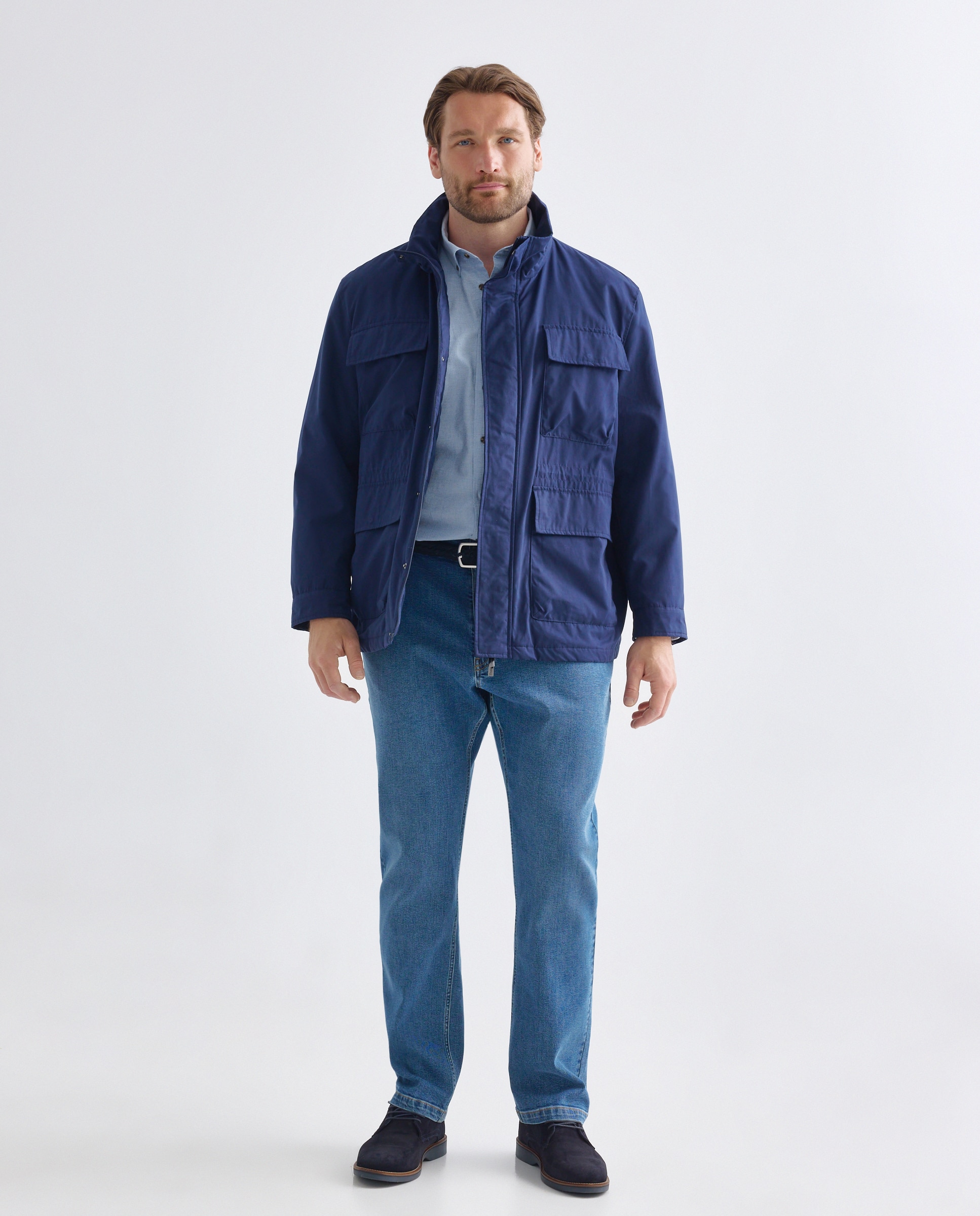 Camisa Casual Villela Pied-de-Poule Tamanhos Grandes Azul-2