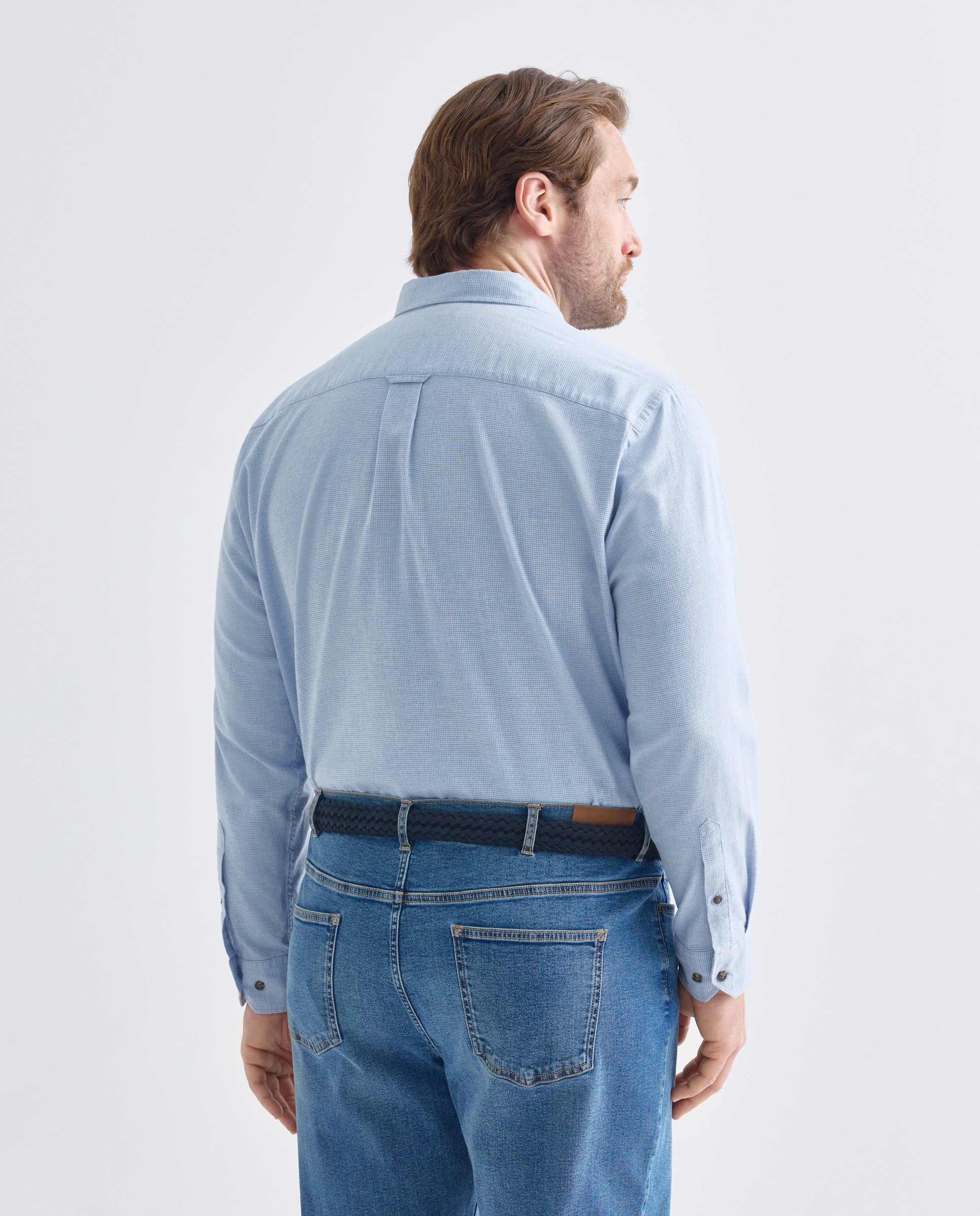 Camisa Casual Villela Pied-de-Poule Tamanhos Grandes Azul-3