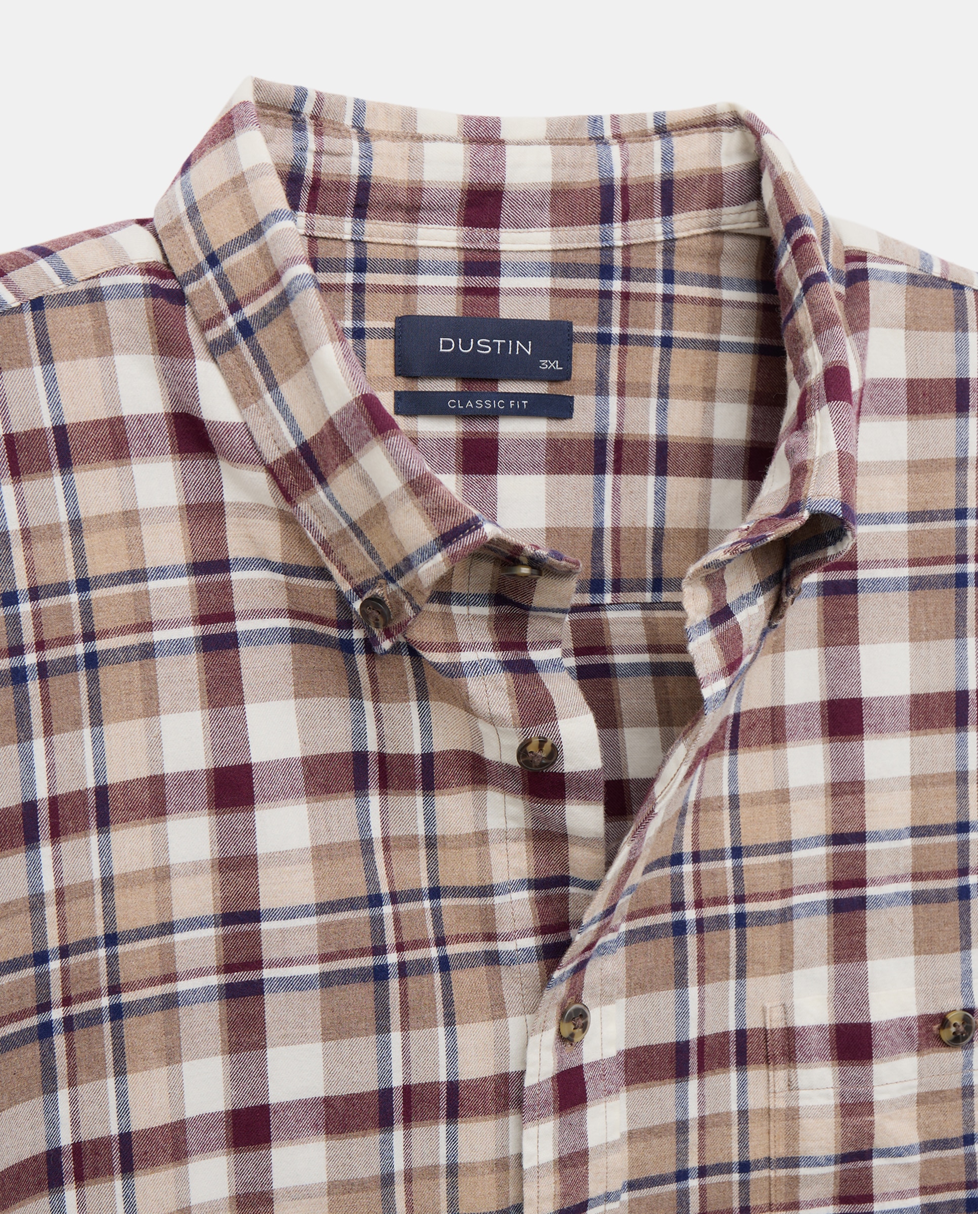 Imagen 2 de Camisa classic fit villela de algodón de cuadros de hombre - Dustin - Marrón Marrón