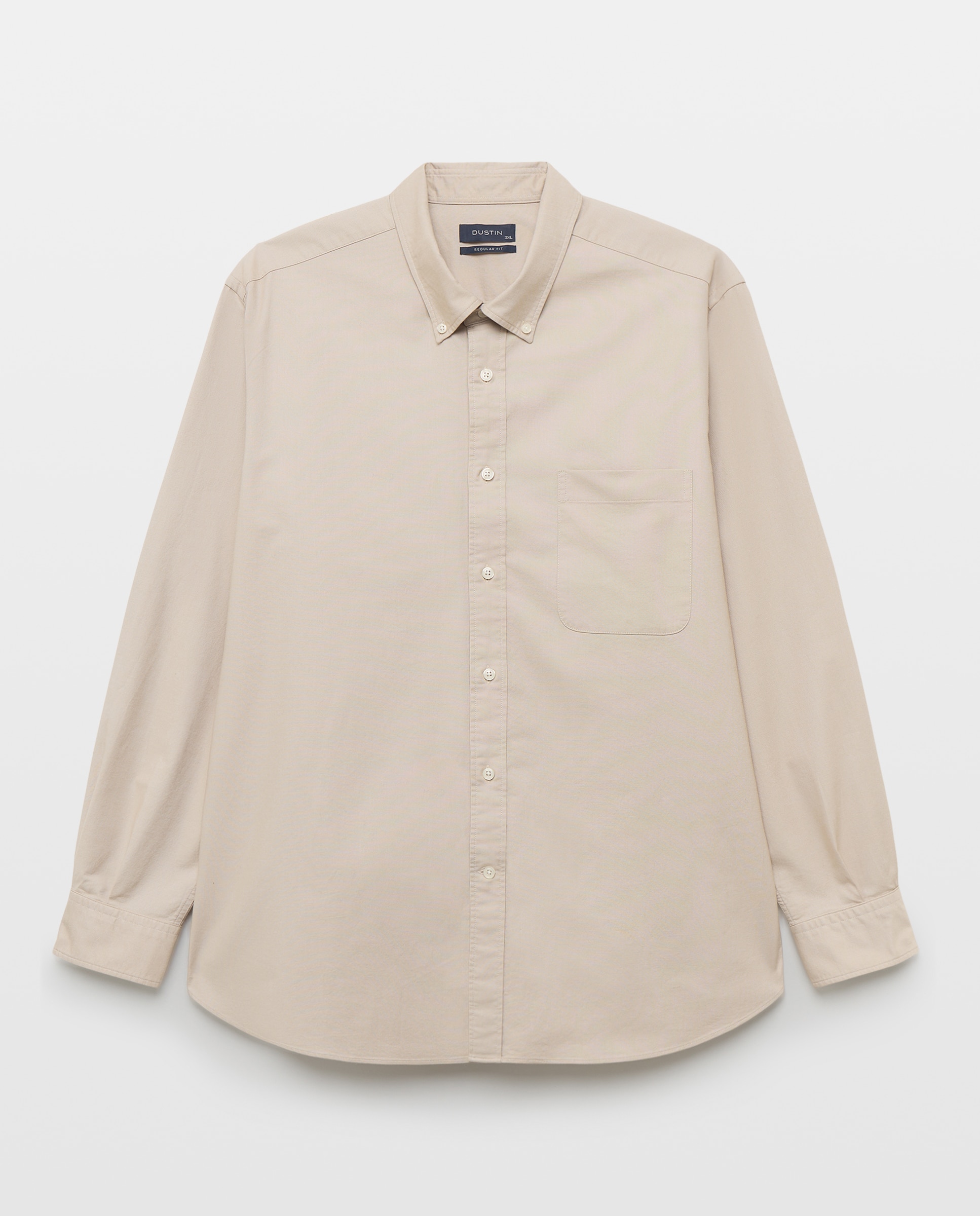 Camisa tallas grandes oxford stretch lisa regular fit. - Dustin - Beige Beige-4
