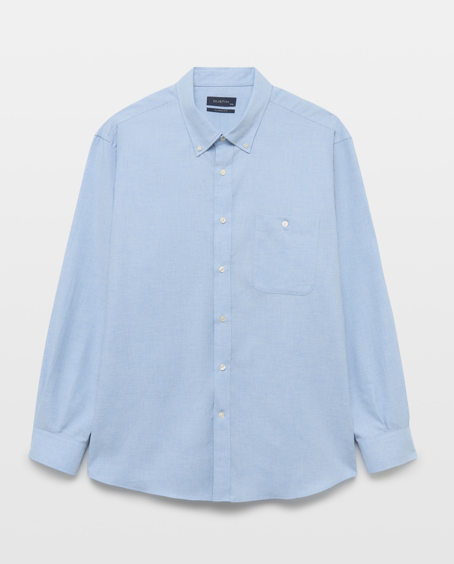 Camisa Tamanhos Grandes em Vilela de Algodão Melange Lisa Azul-claro-4