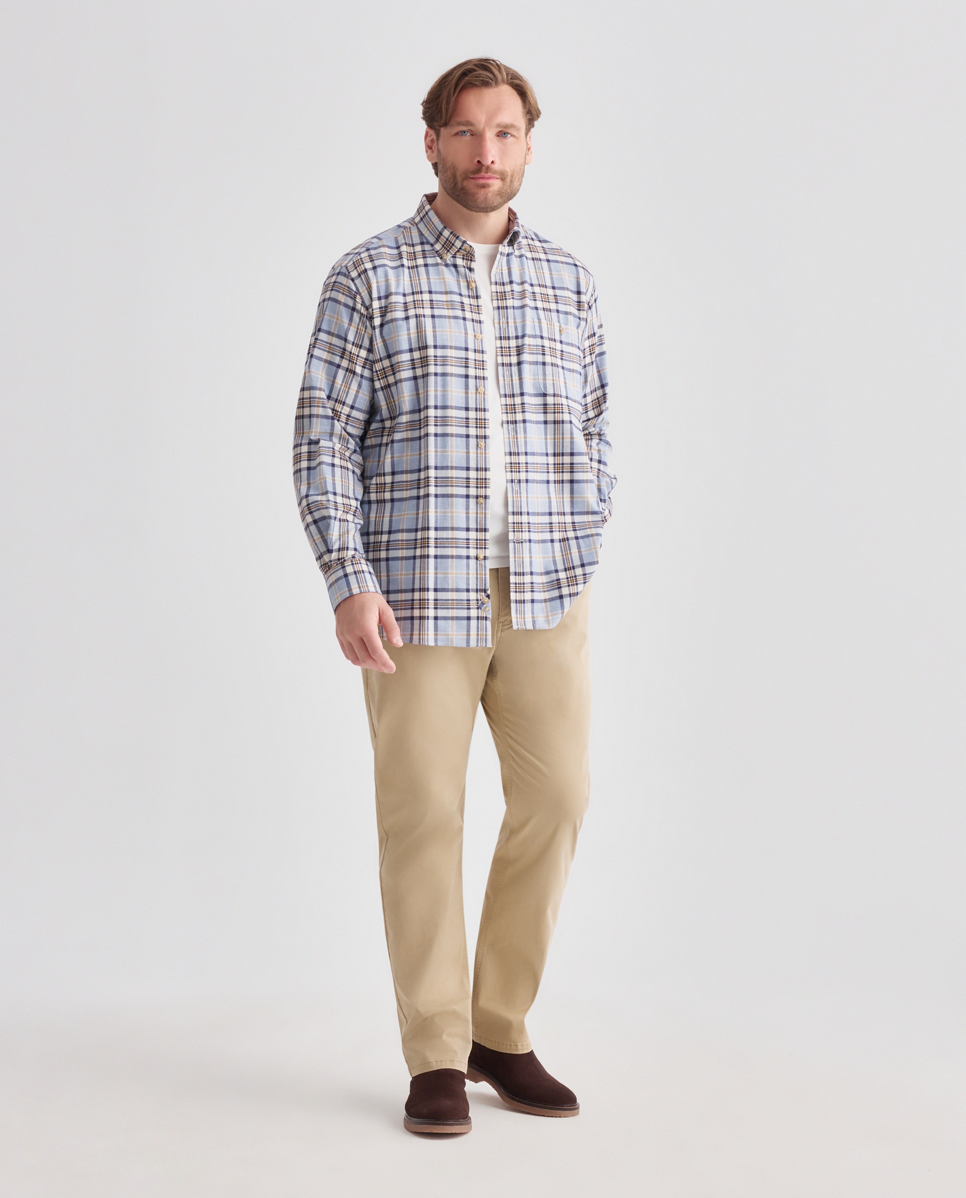 Camisa classic fit villela de algodón de cuadros de colección de hombre - Dustin - Azul Azul-2