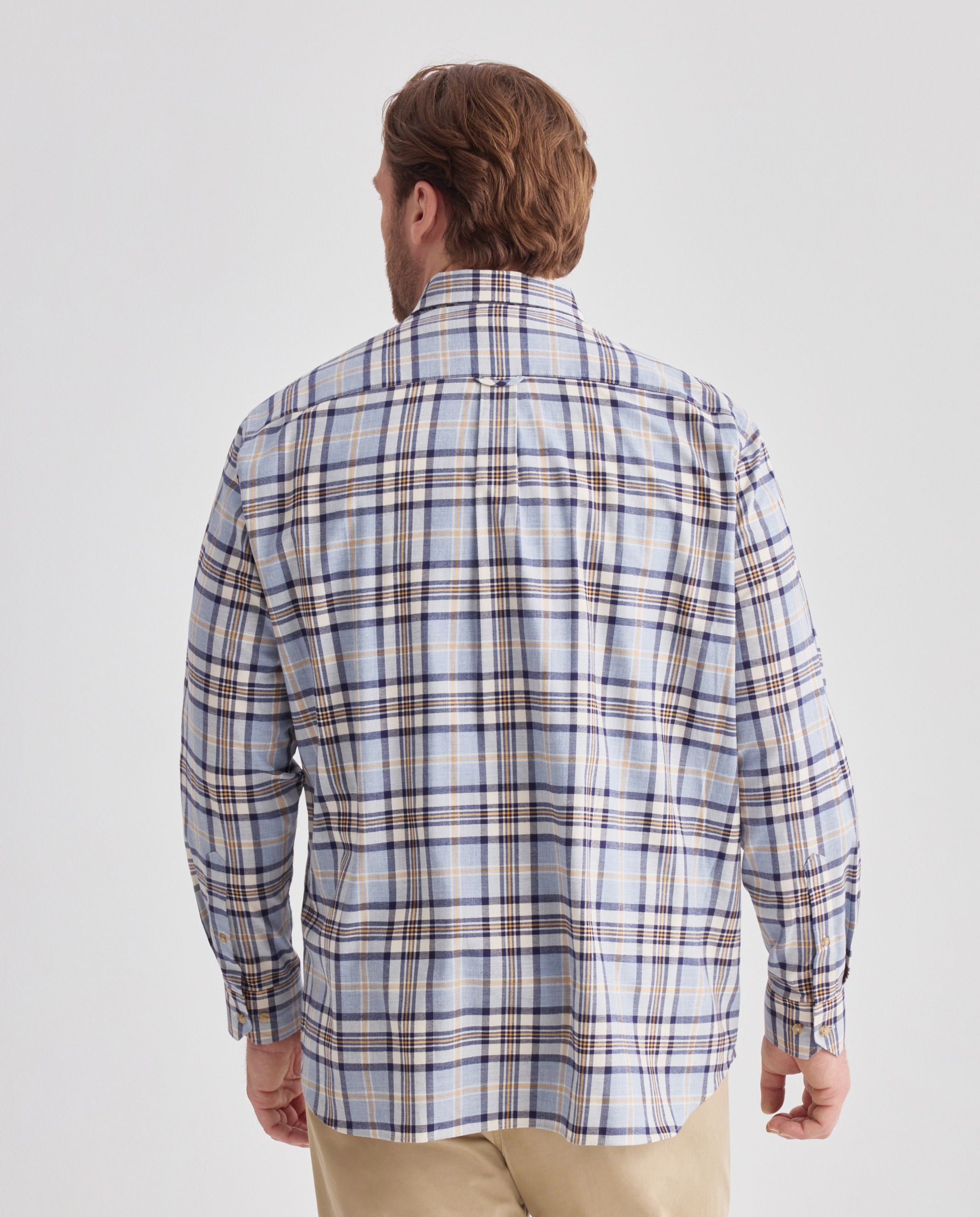 Camisa classic fit villela de algodón de cuadros de colección de hombre - Dustin - Azul Azul-3