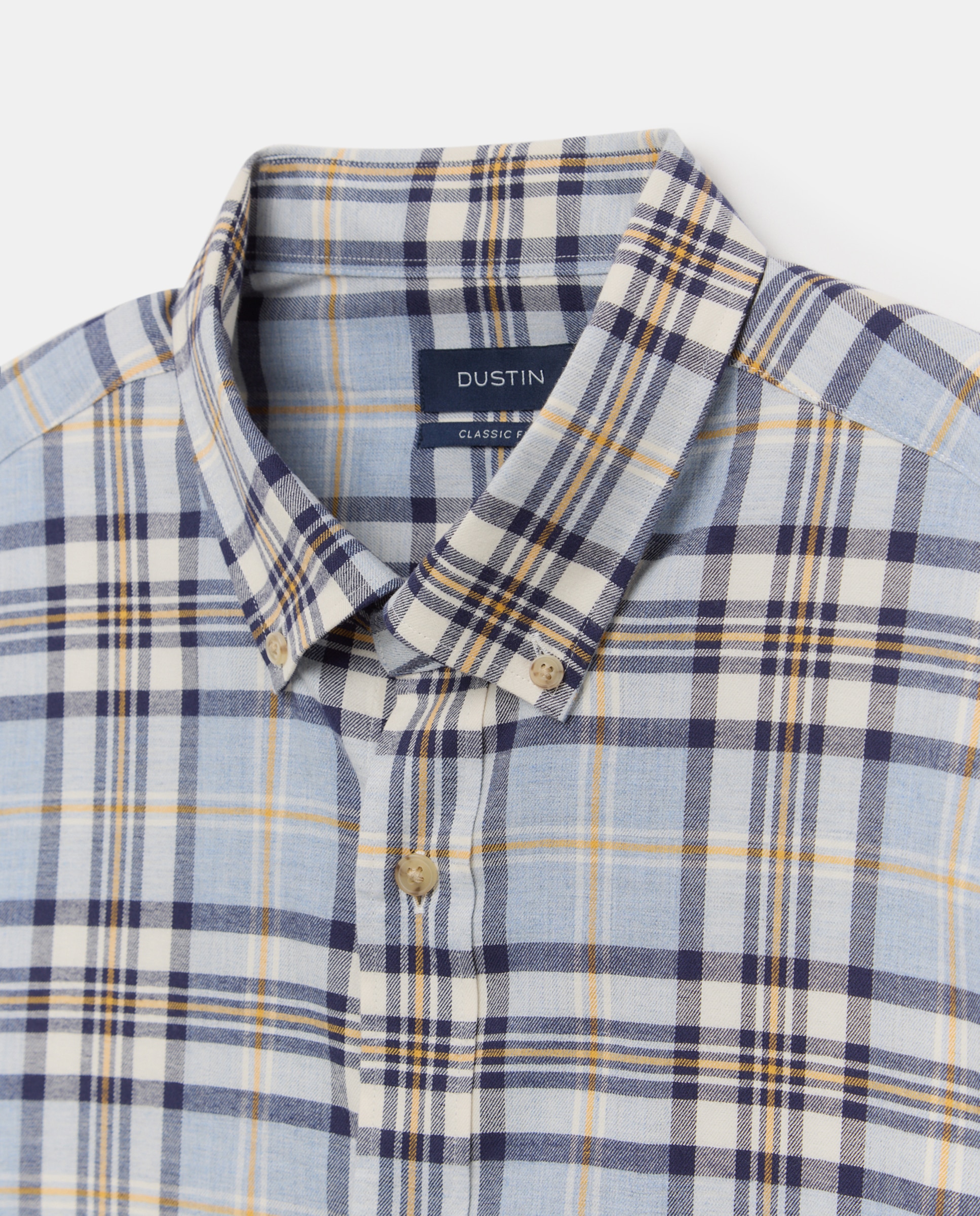 Camisa Casual Tamanhos Grandes em Vilela aos Quadrados de Coleção Azul-2