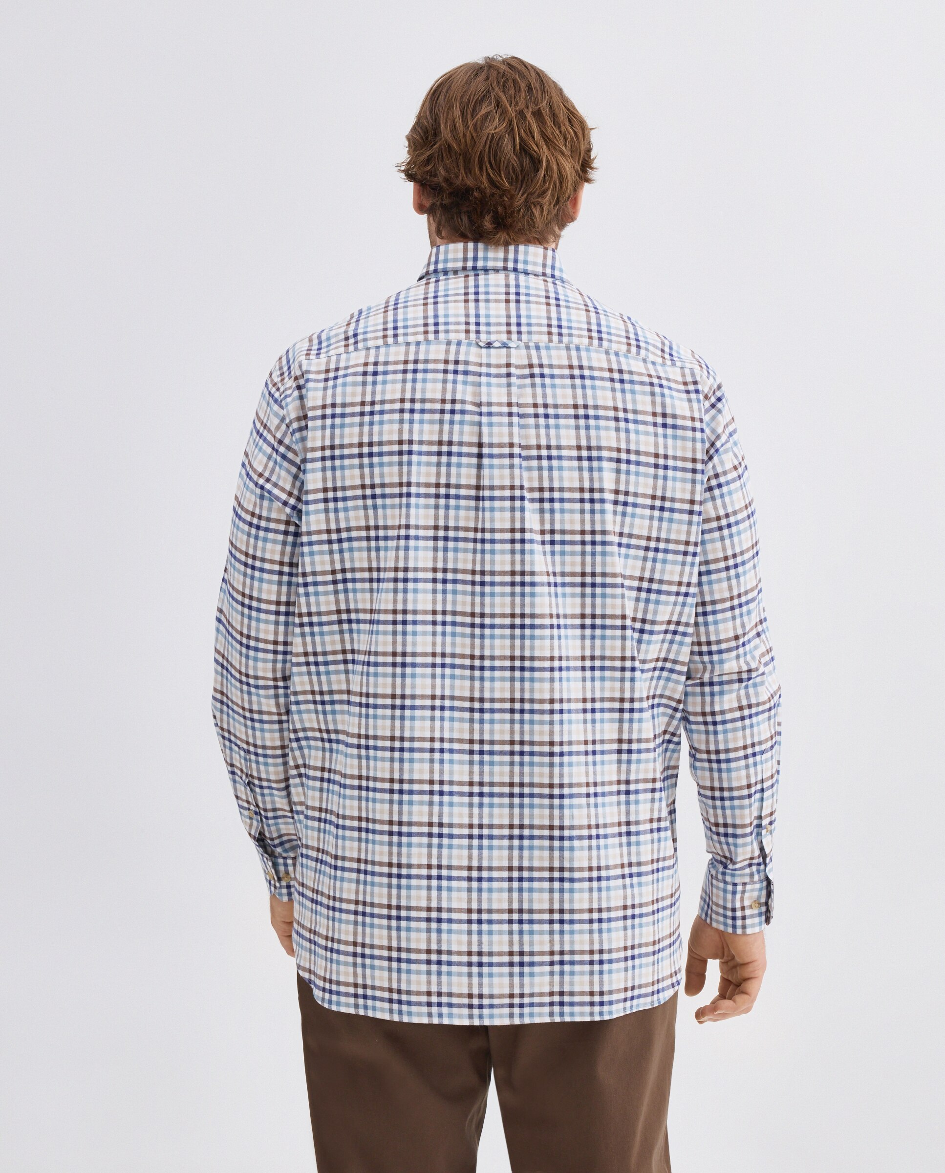 Camisa de sport tallas grandes villela cuadros vichy tricolor. - Dustin - Azul Azul-3