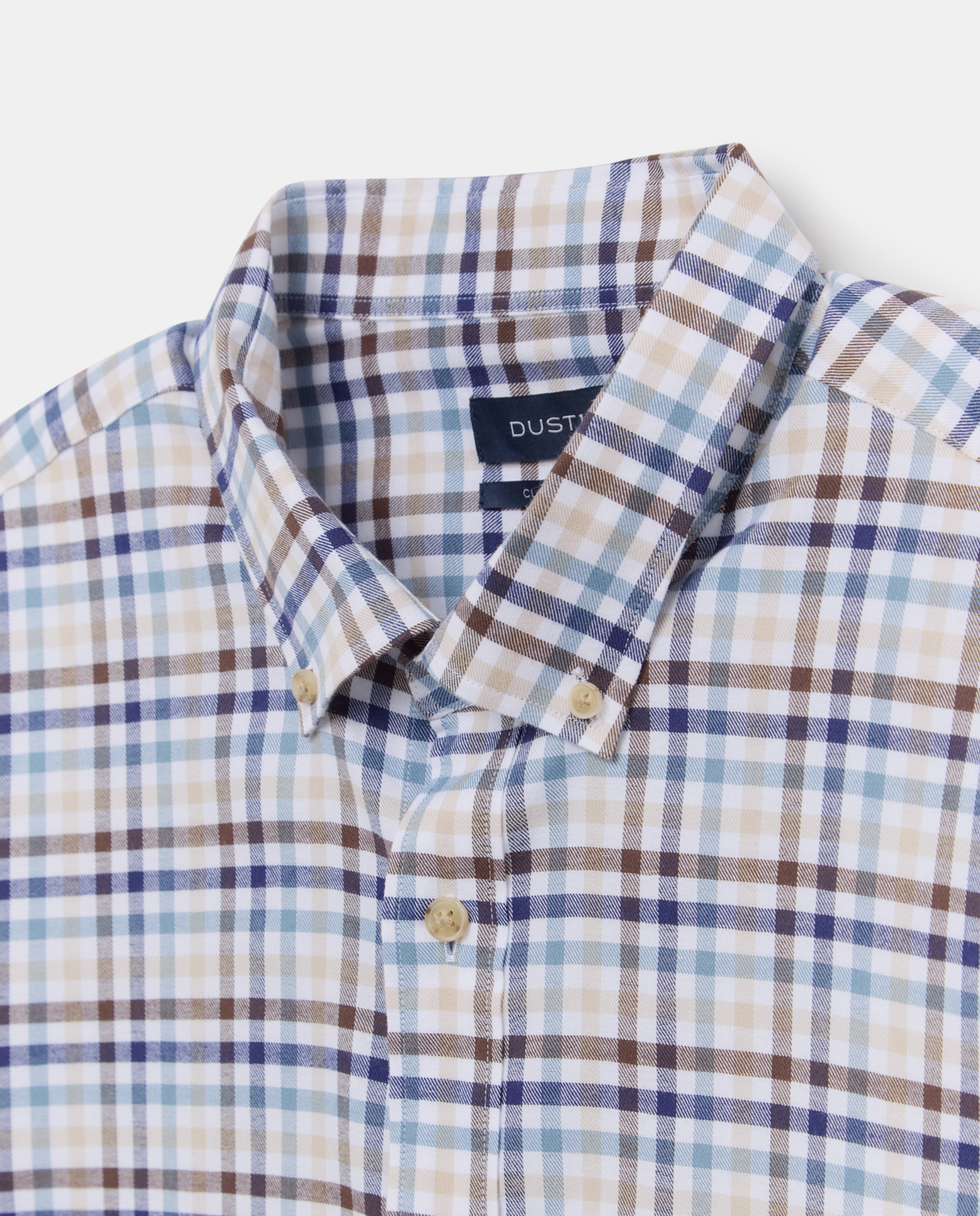 Camisa Casual Tamanhos Grandes aos Quadrados Vichy Azul-2