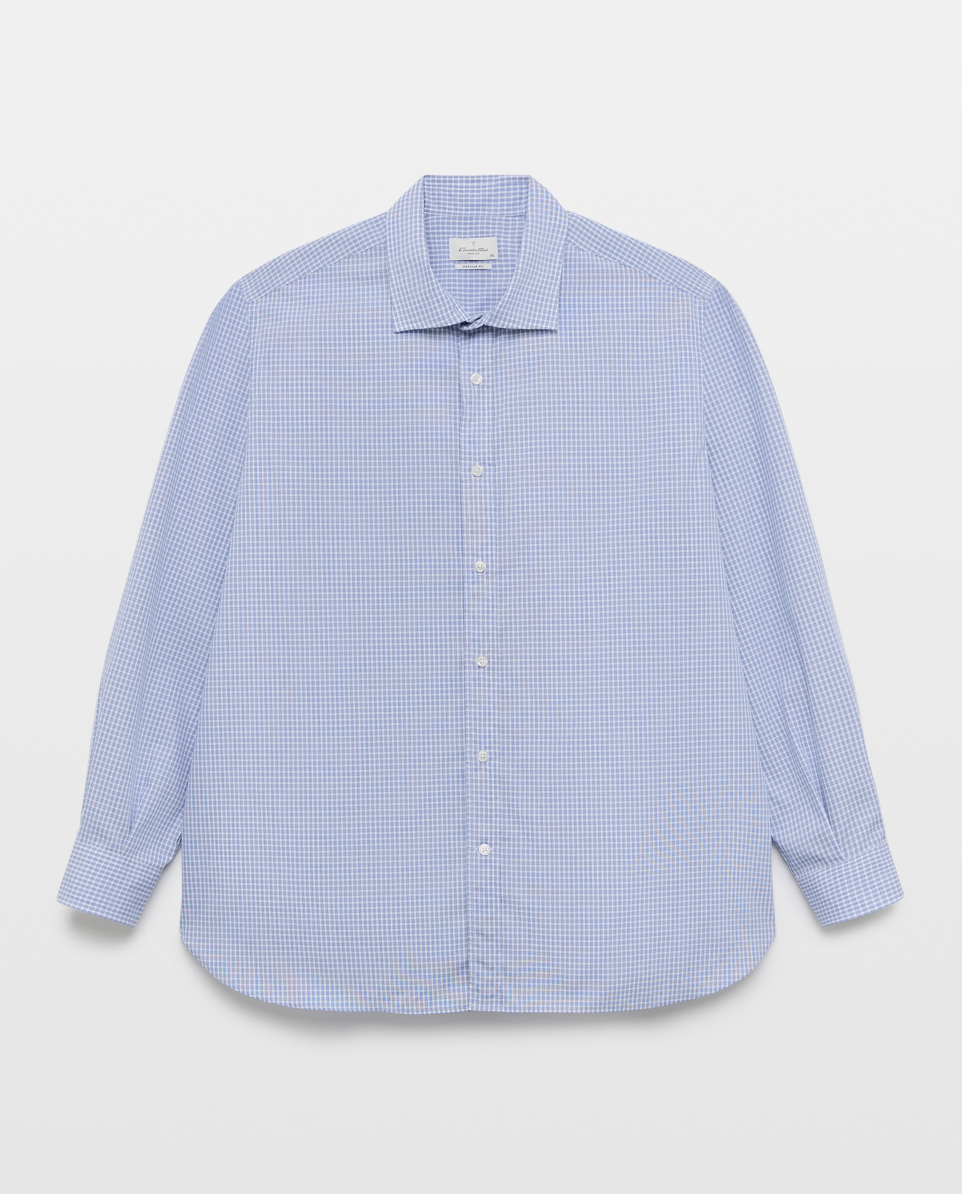 Camisa Casual de Manga Comprida Azul-4