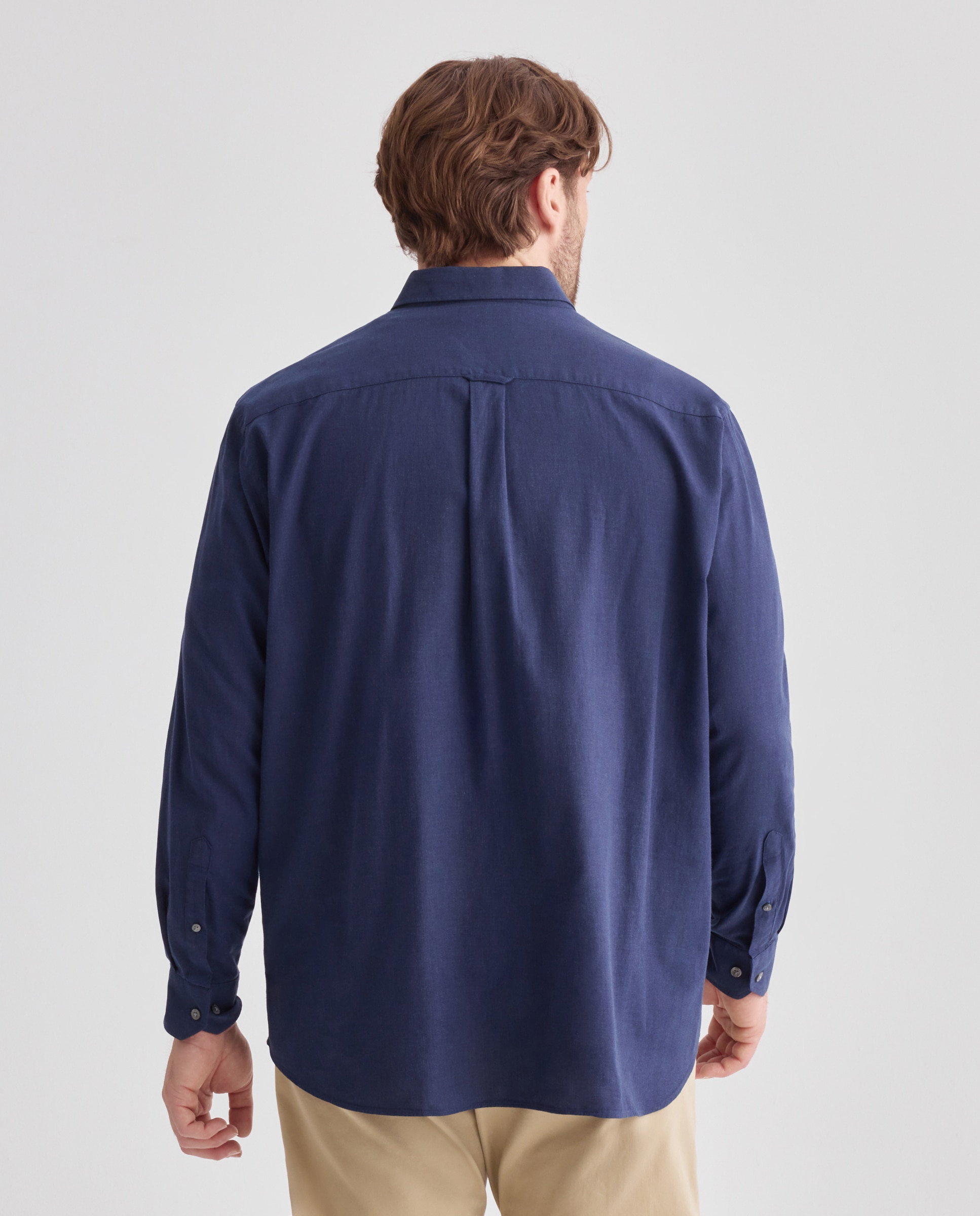 Camisa de twill algodón stretch liso. - Dustin - Azul Azul-3