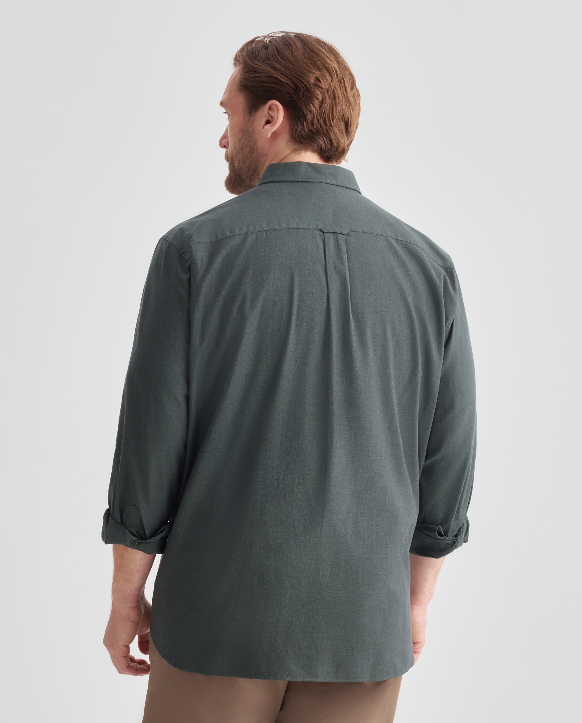 Camisa de twill algodón stretch liso. - Dustin - Verde Verde-3