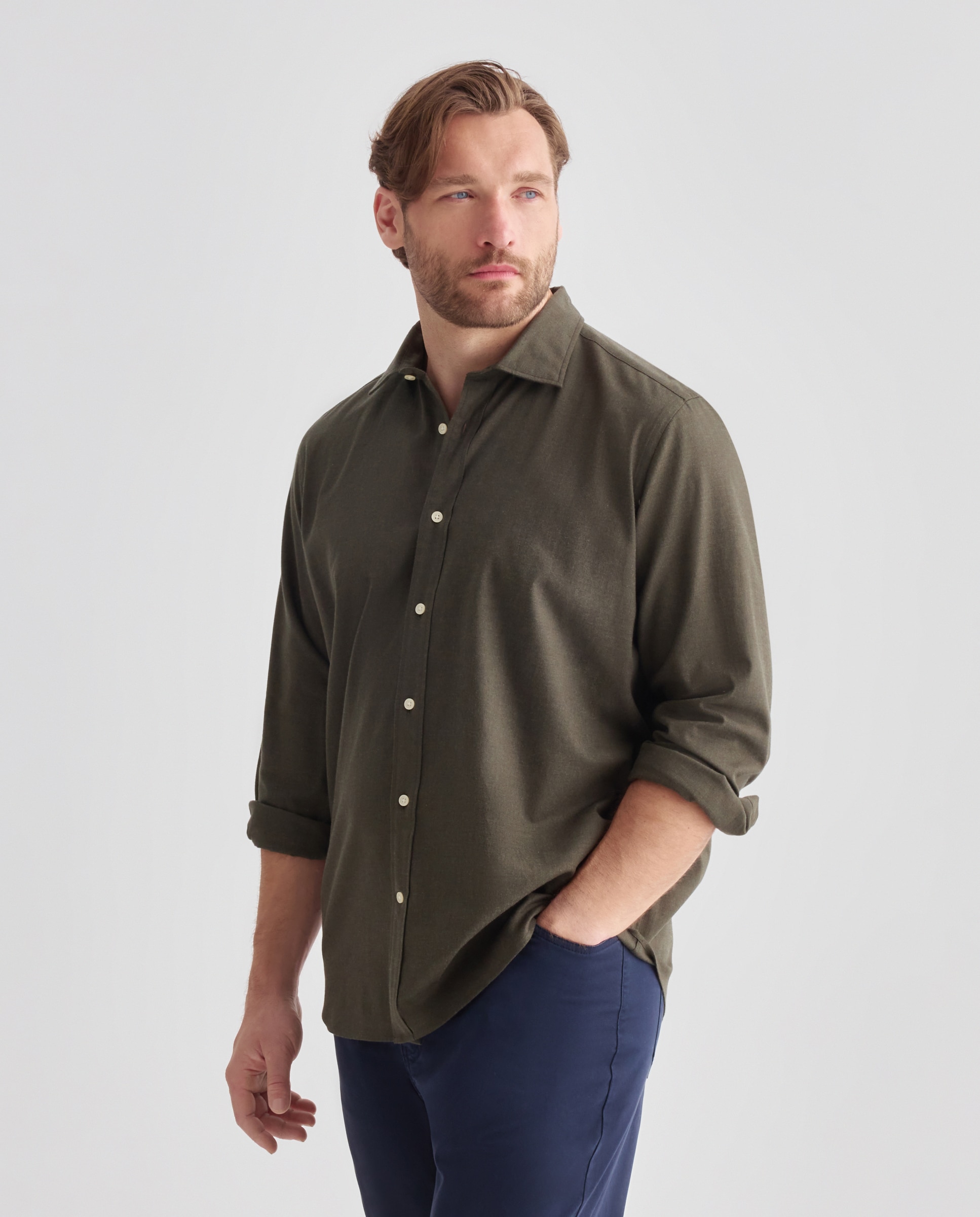 Camisa sport hombre franela manga larga - Emidio Tucci - Verde Verde-1