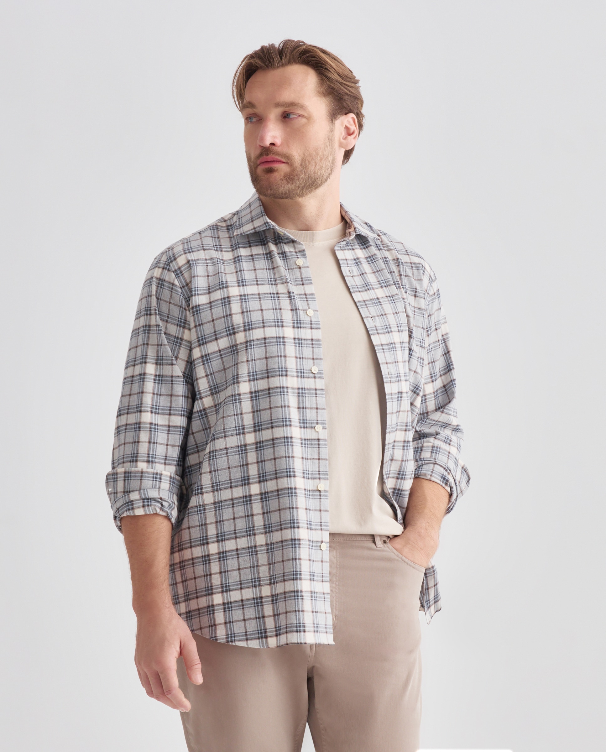 Camisa sport hombre franela manga larga - Emidio Tucci - Azul claro Azul claro-1