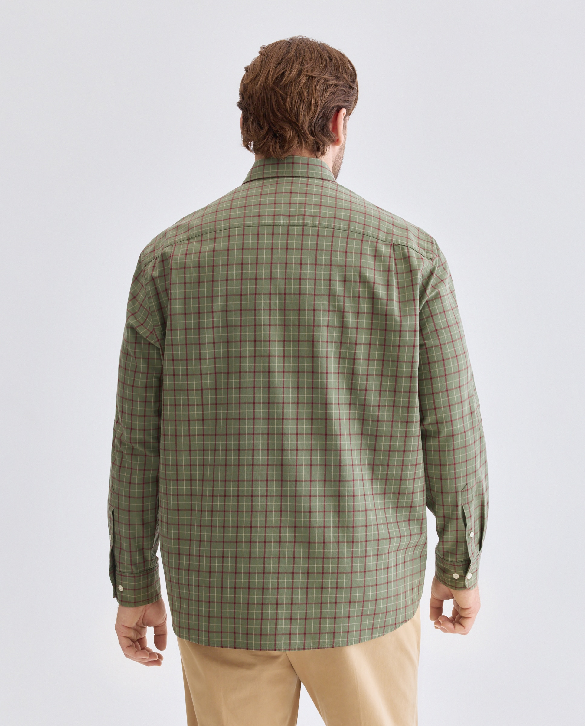 Camisa Casual de Sarja com Lavagem Verde-2
