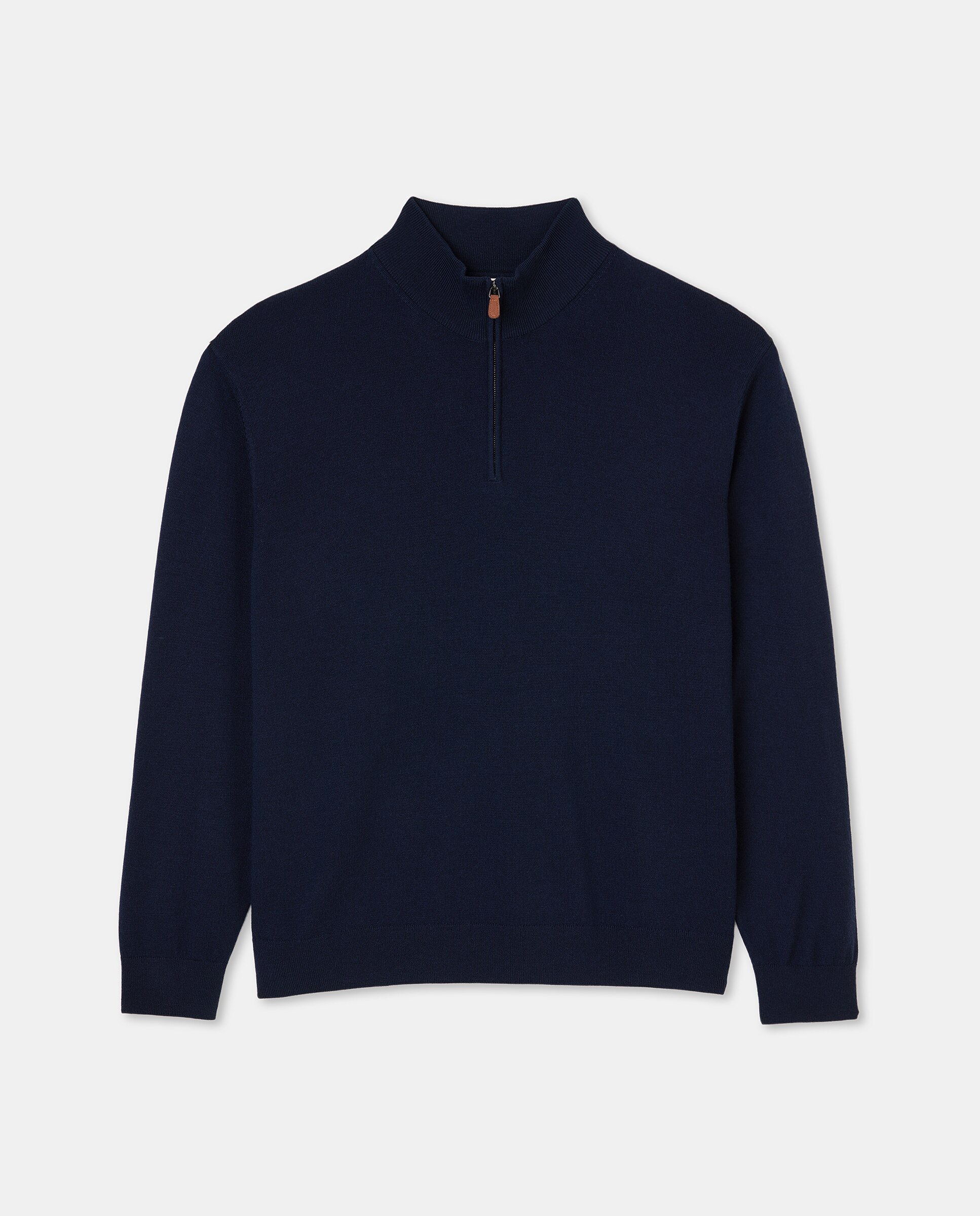 Sueter en cuello media cremallera de hombre, tallas grandes liso