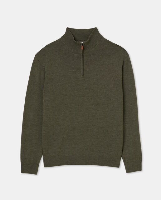 Imagen 0 de Sueter en  cuello media cremallera de hombre, tallas grandes  liso merino