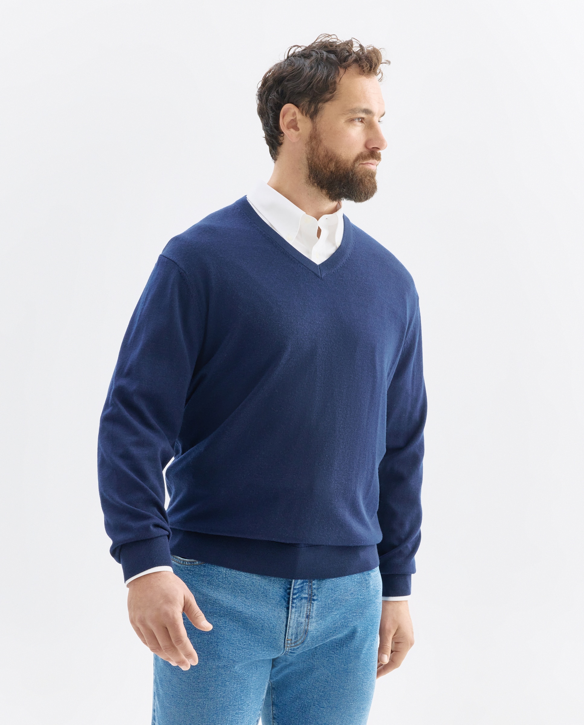 Jersey cuello redondo lavable 100% lana merino hombre - Emidio Tucci - Azul marino Azul marino-1