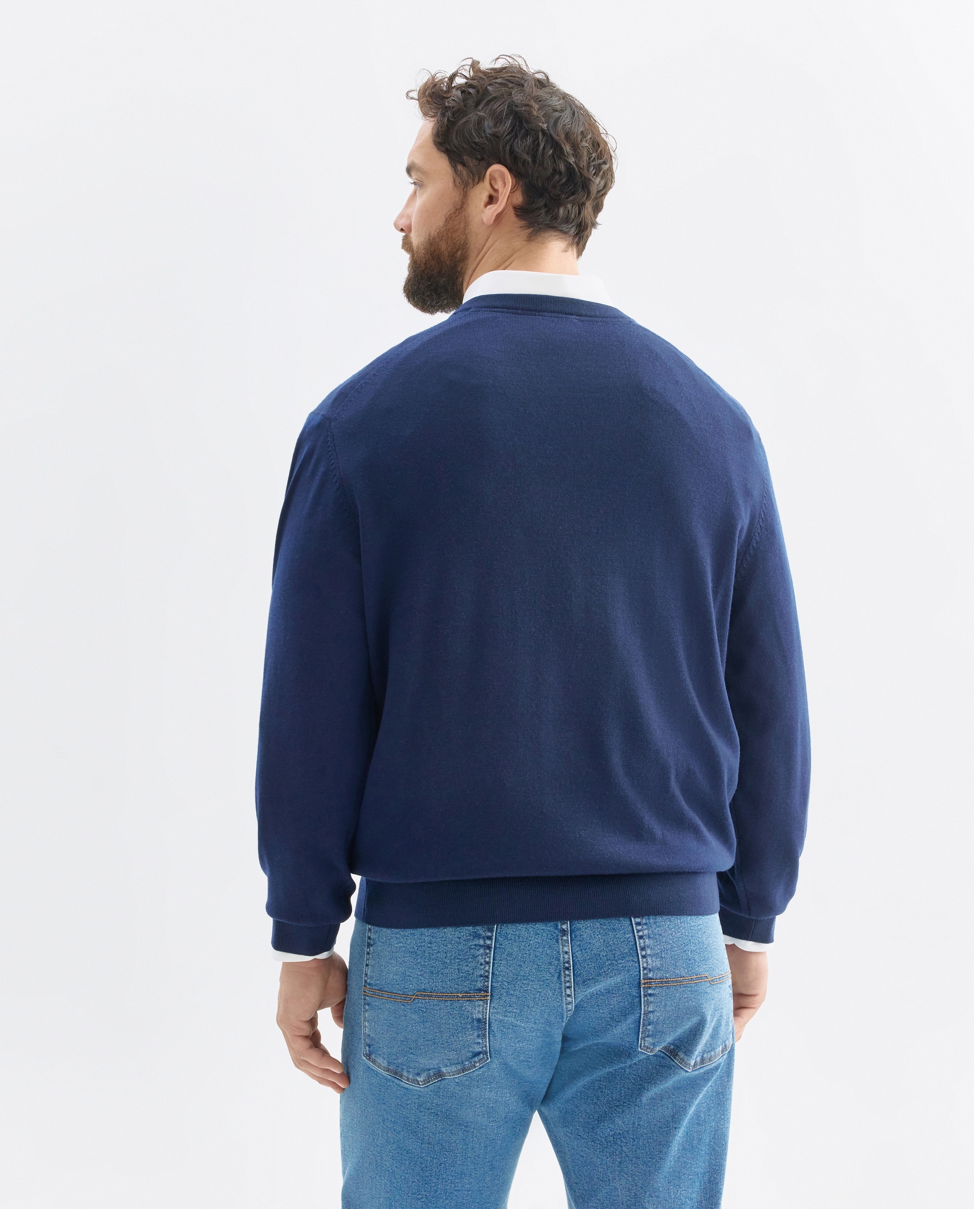 Jersey cuello redondo lavable 100% lana merino hombre - Emidio Tucci - Azul marino Azul marino-3