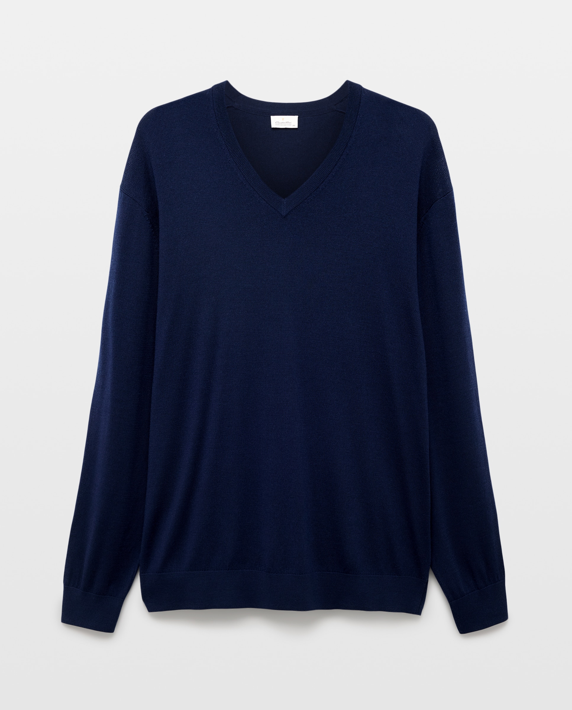 Jersey cuello redondo lavable 100% lana merino hombre - Emidio Tucci - Azul marino Azul marino-4