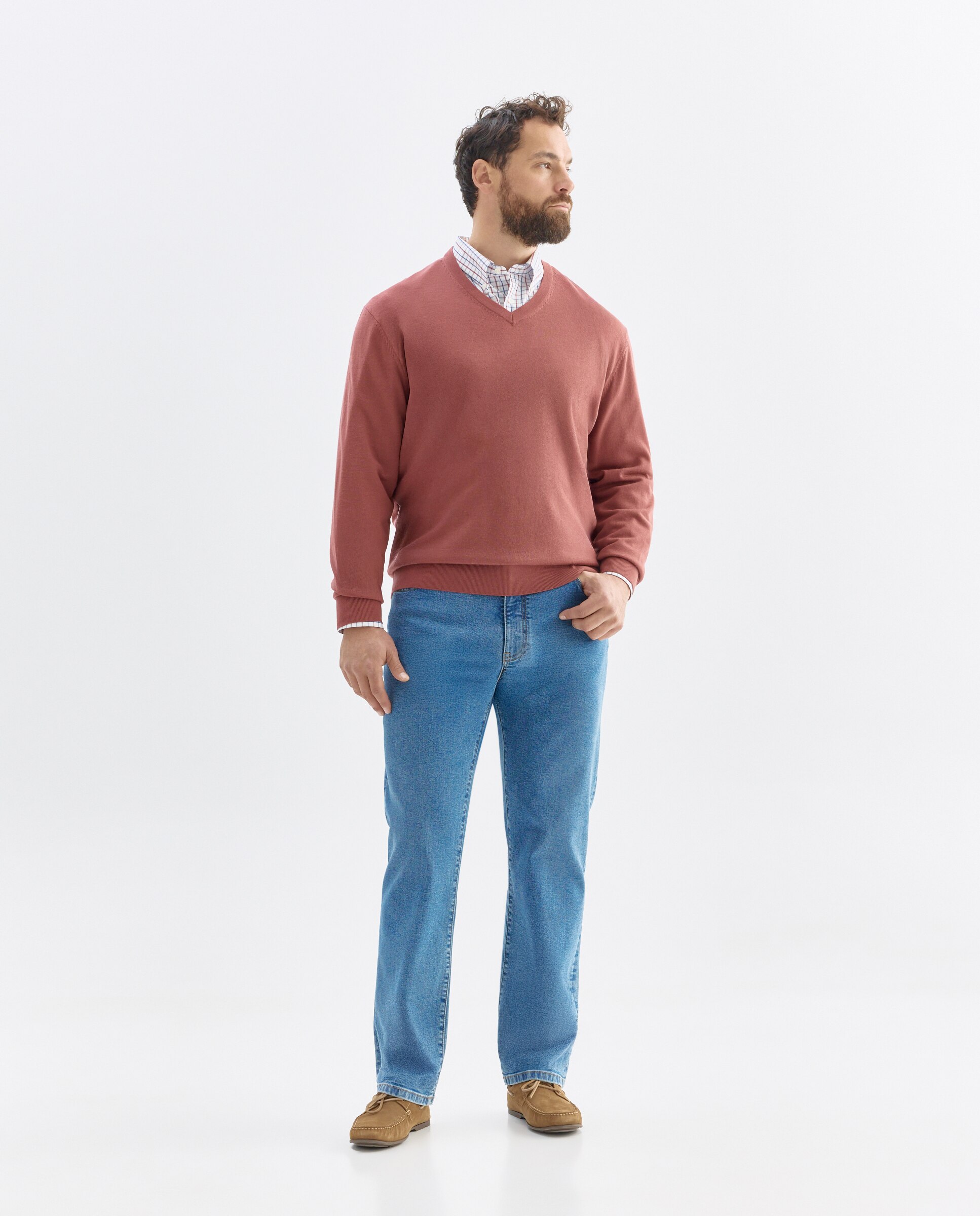 Camisola de Malha Lavável 100% Lã Merino com Gola Redonda Rosa-2