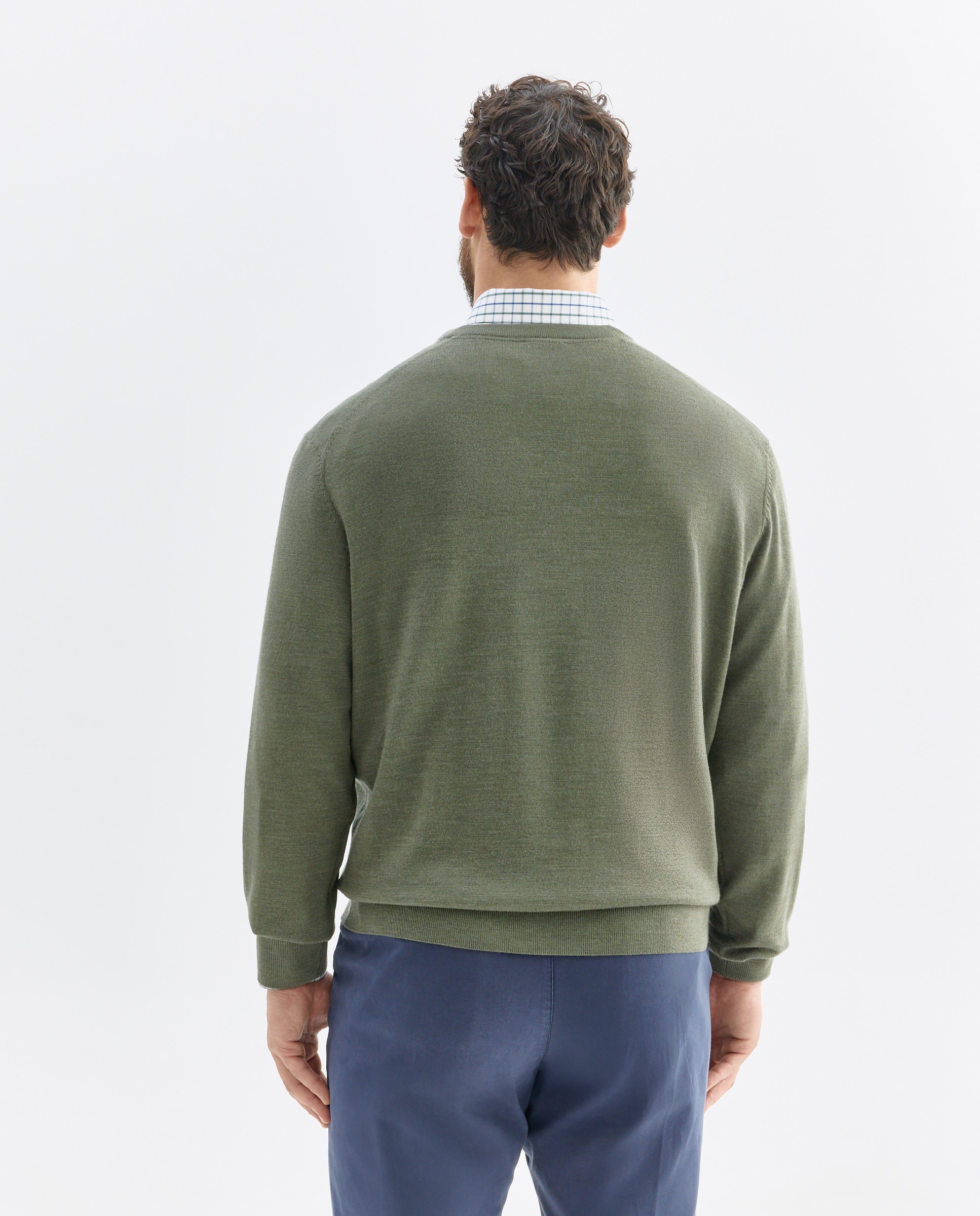 Jersey cuello redondo lavable 100% lana merino hombre - Emidio Tucci - Kaki Kaki-3