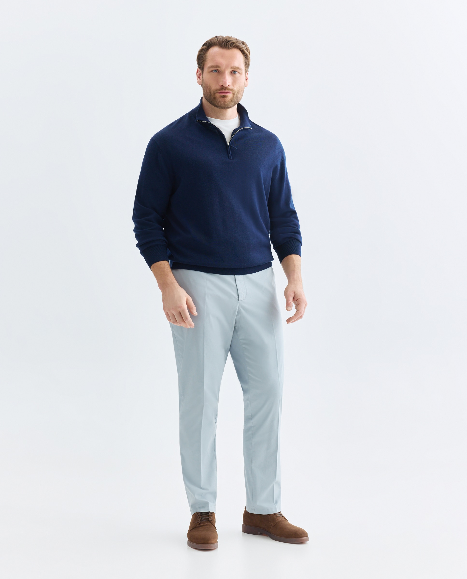 Jersey cuello semicisne lavable 100% lana merino hombre - Emidio Tucci - Azul marino Azul marino-2