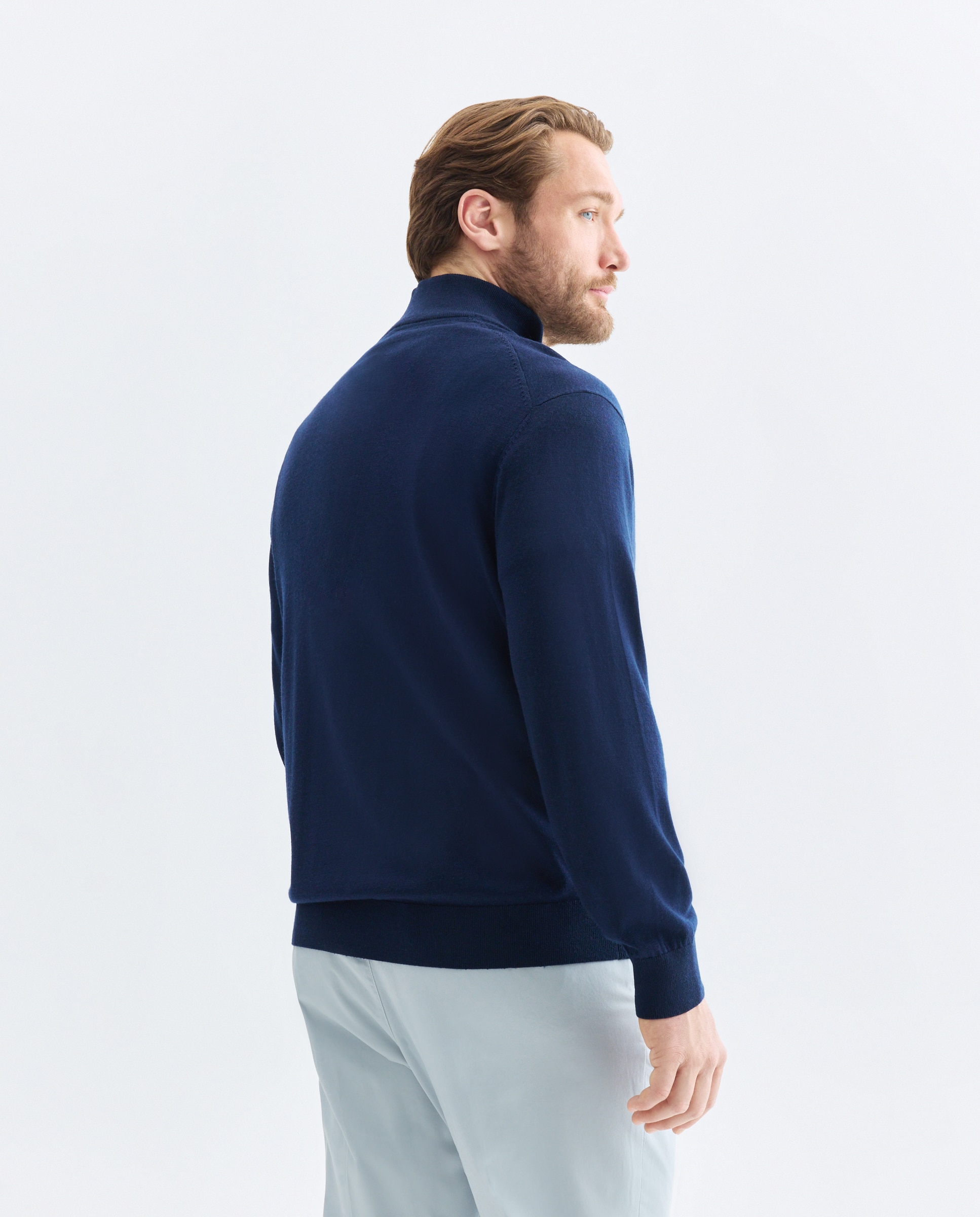 Jersey cuello semicisne lavable 100% lana merino hombre - Emidio Tucci - Azul marino Azul marino-3