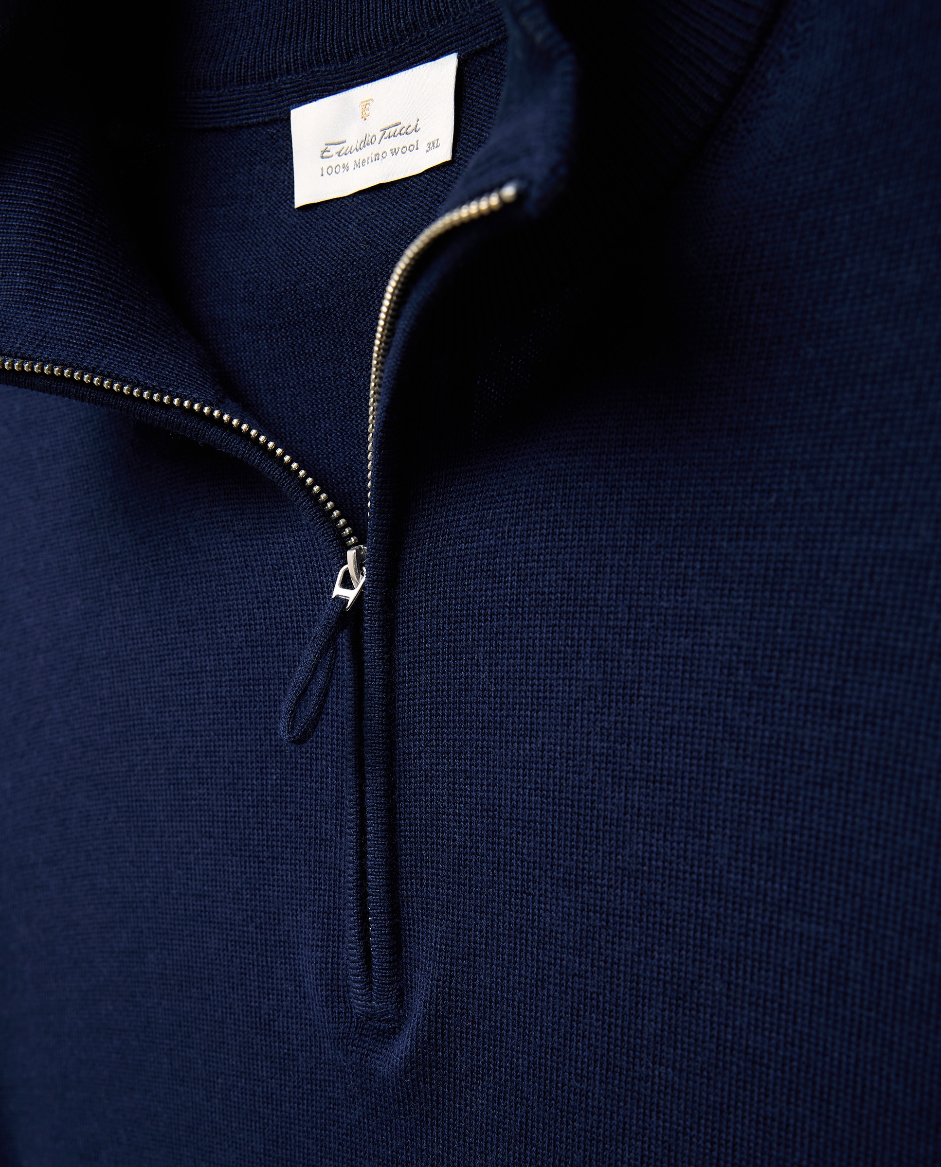 Jersey cuello semicisne lavable 100% lana merino hombre - Emidio Tucci - Azul marino Azul marino-5