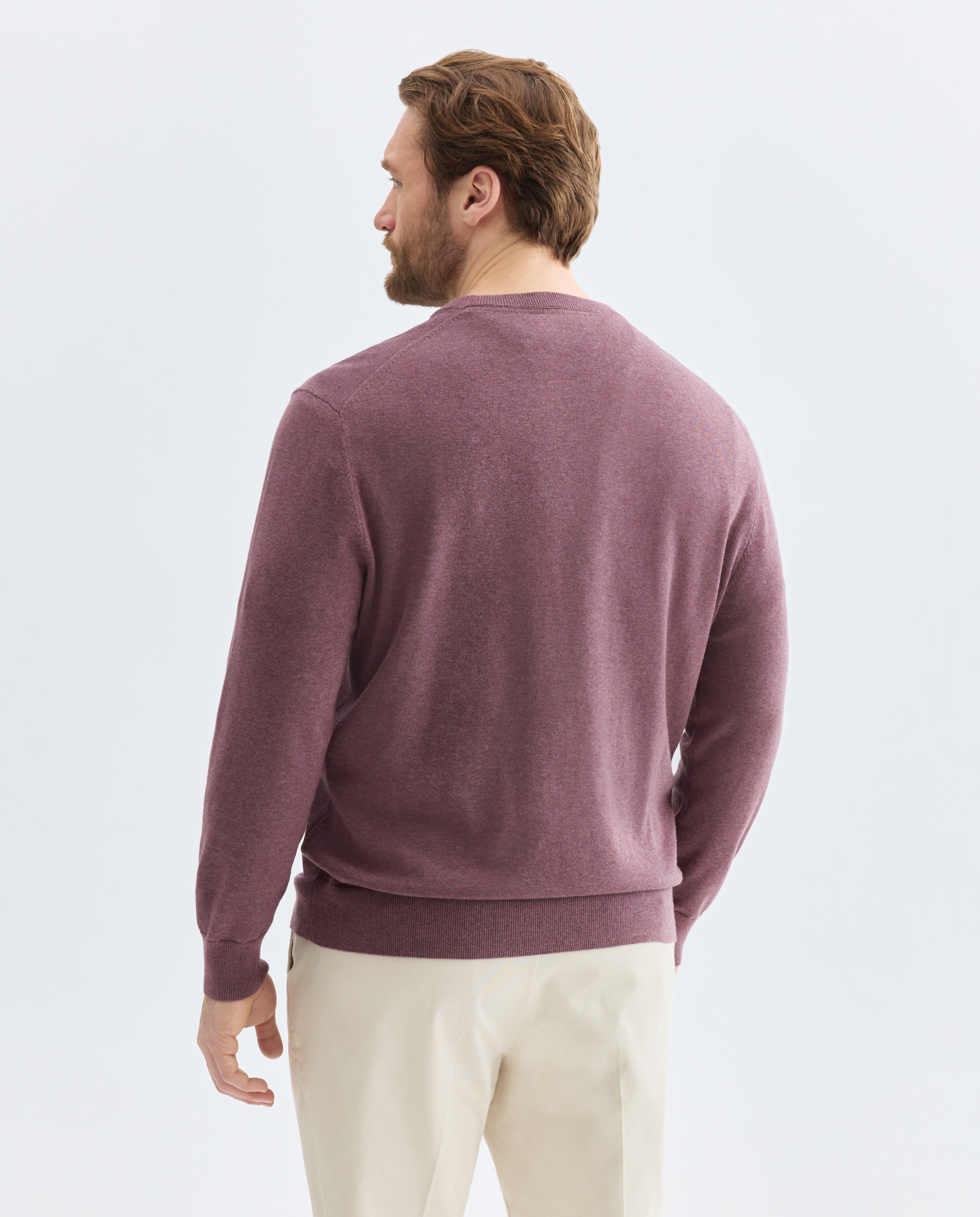 Camisola de Malha Lisa com Gola Redonda Tamanhos Grandes Roxo-2