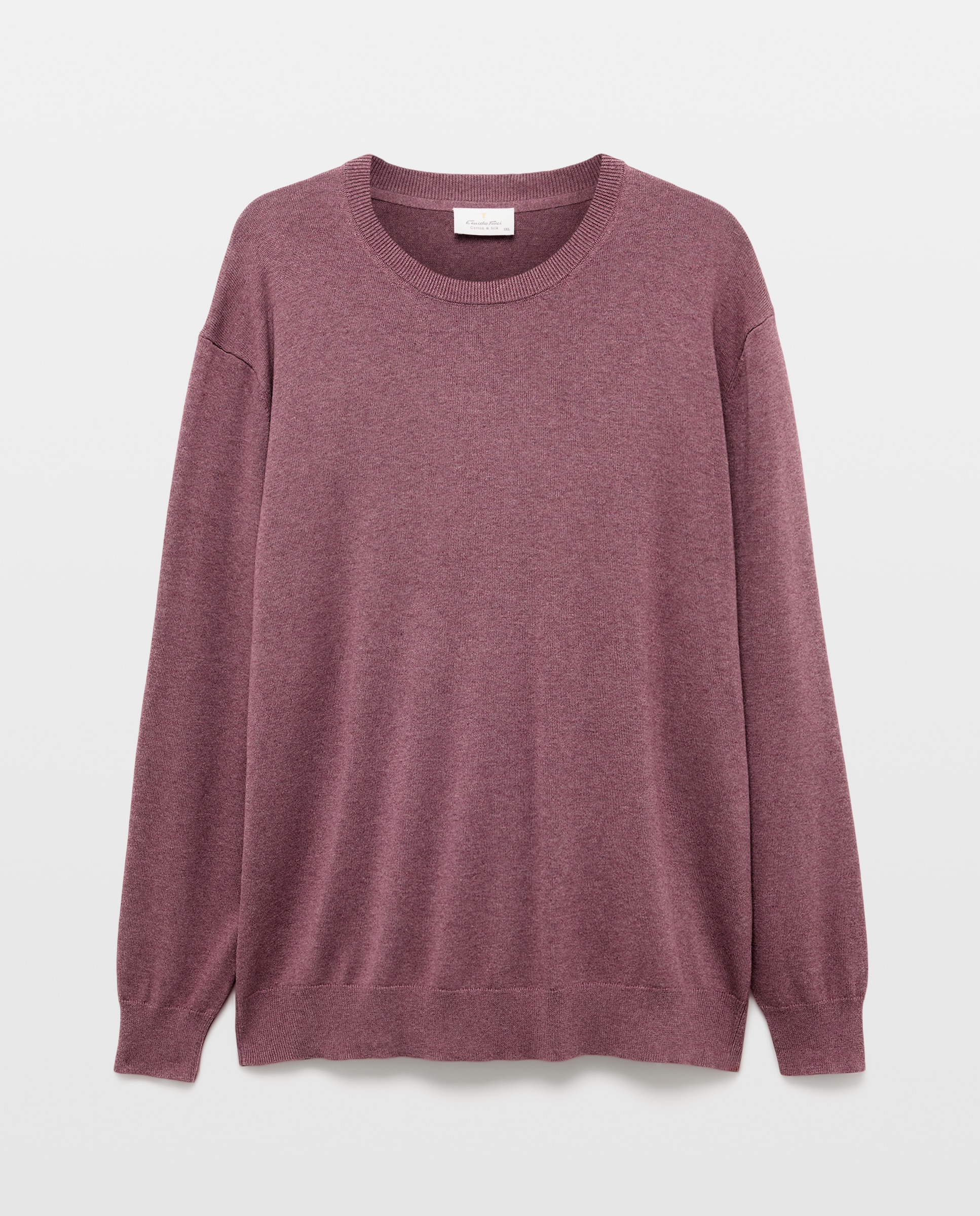 Camisola de Malha Lisa com Gola Redonda Tamanhos Grandes Roxo-4