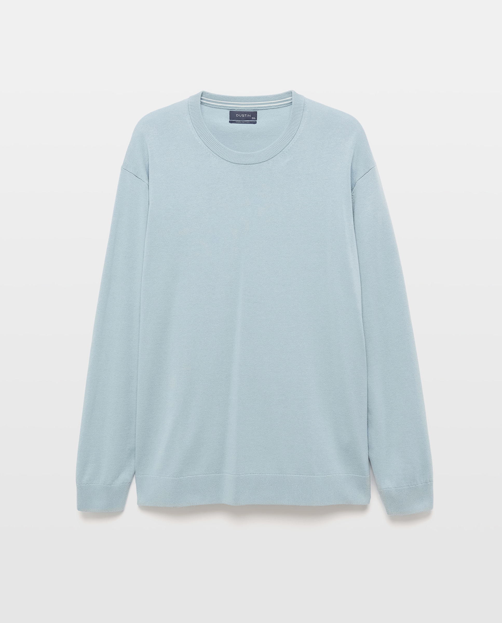 Camisola Básica de Gola Redonda Azul-claro-5