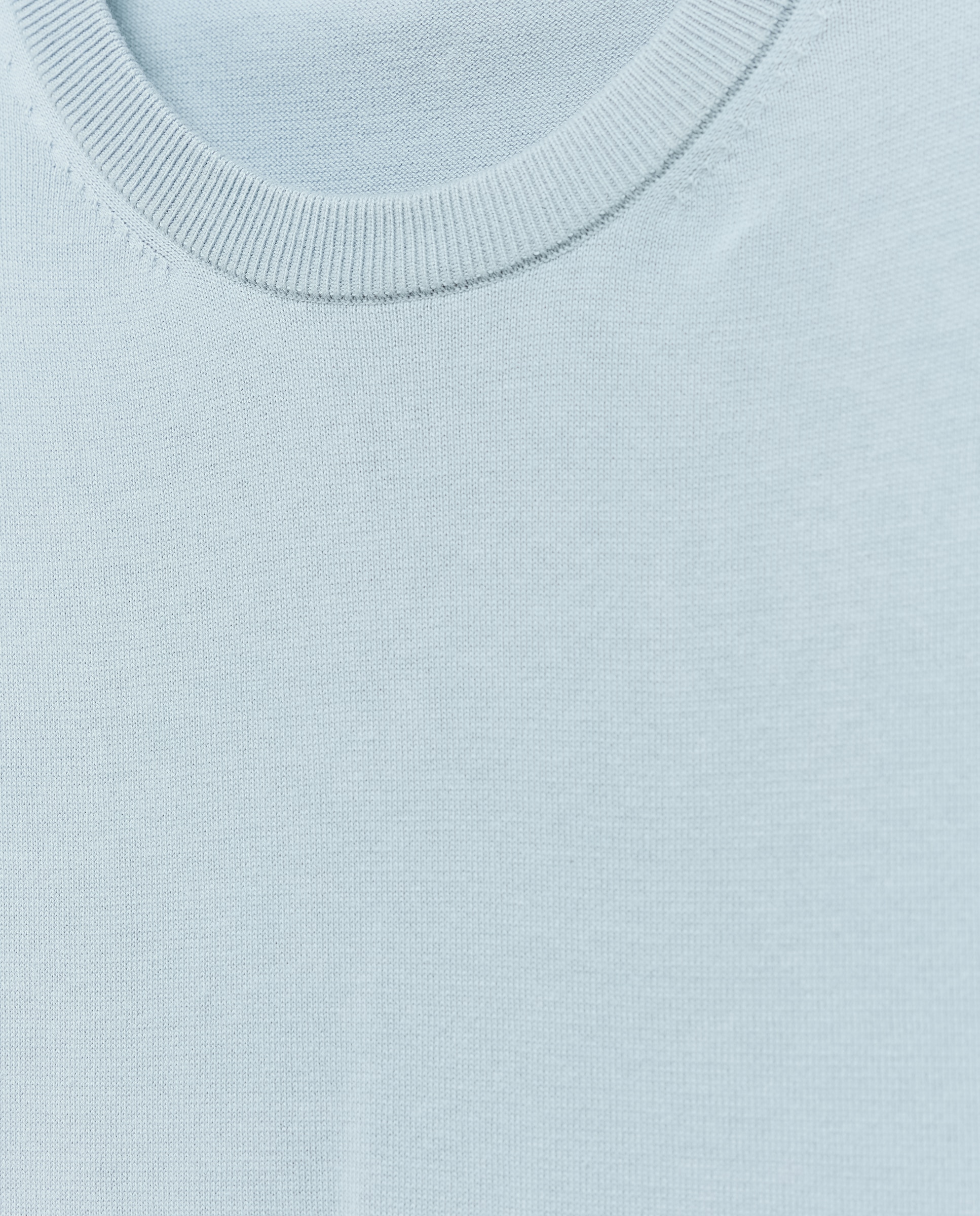 Camisola Básica de Gola Redonda Azul-claro-6